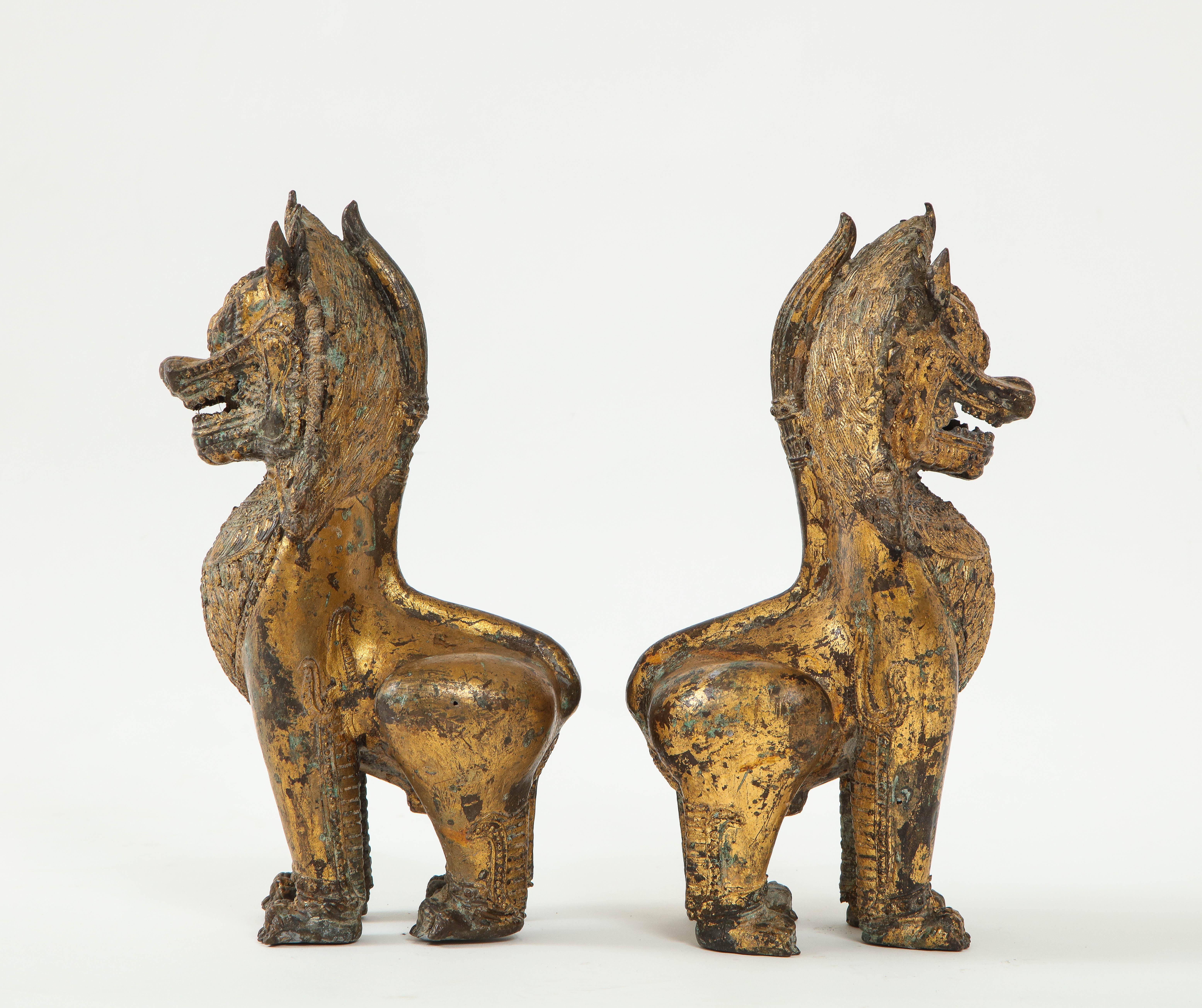 Chinese Export 19th Century Gilt Bronze Foo Dogs