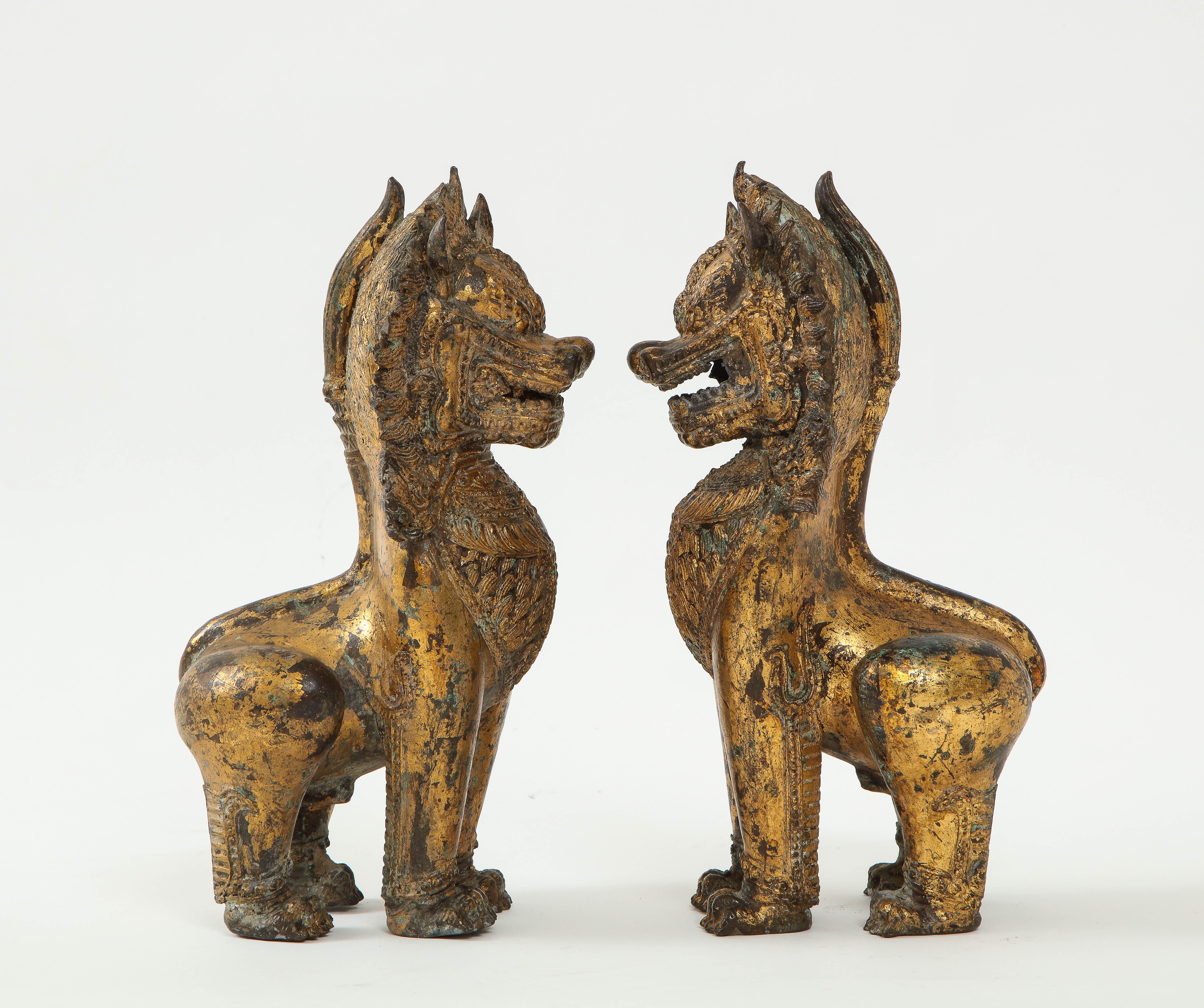 19th Century Gilt Bronze Foo Dogs In Good Condition In New York, NY