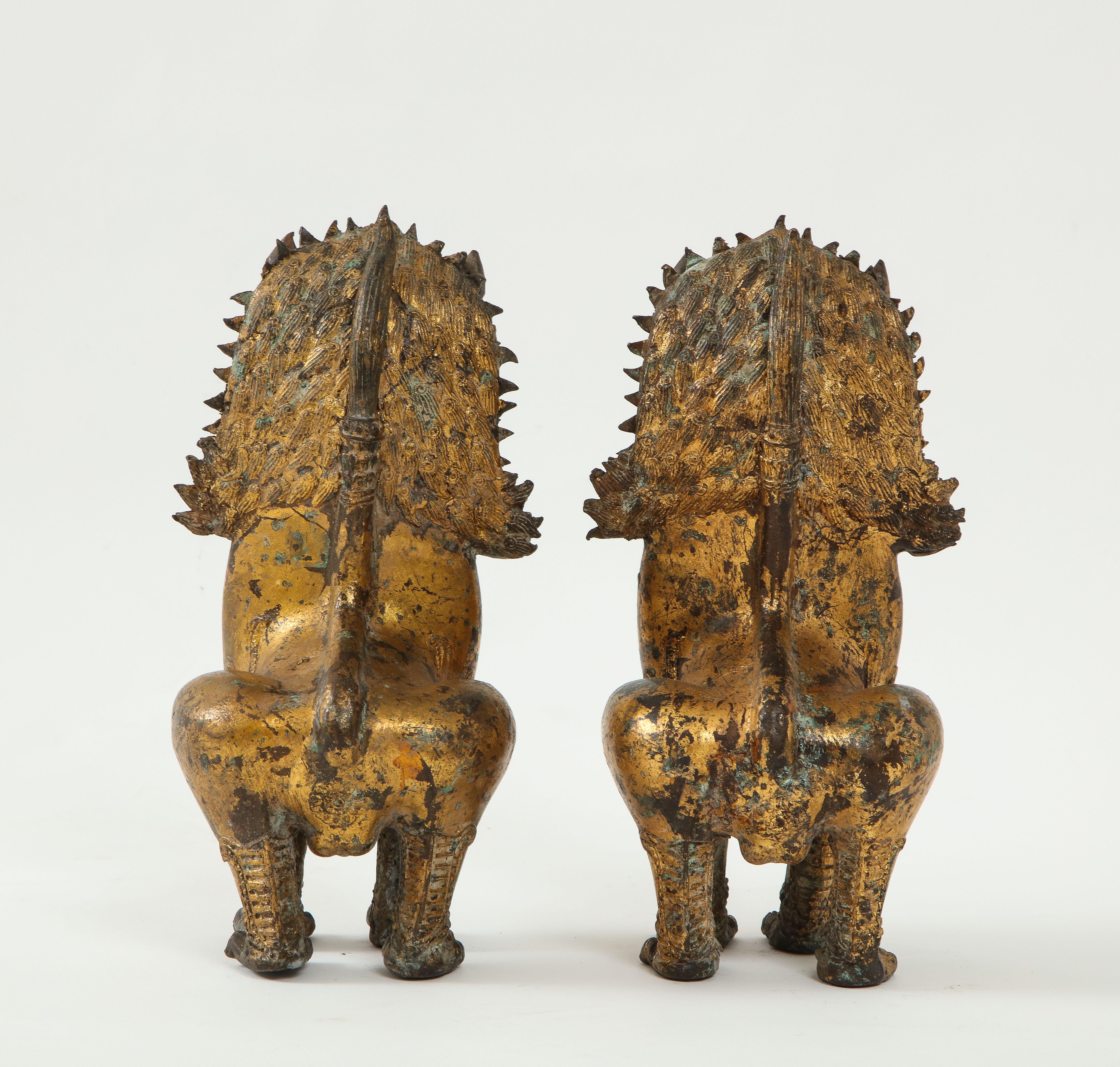 19th Century Gilt Bronze Foo Dogs 1