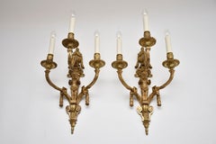 19th c. gilt bronze wall sconces in Louis XVI style