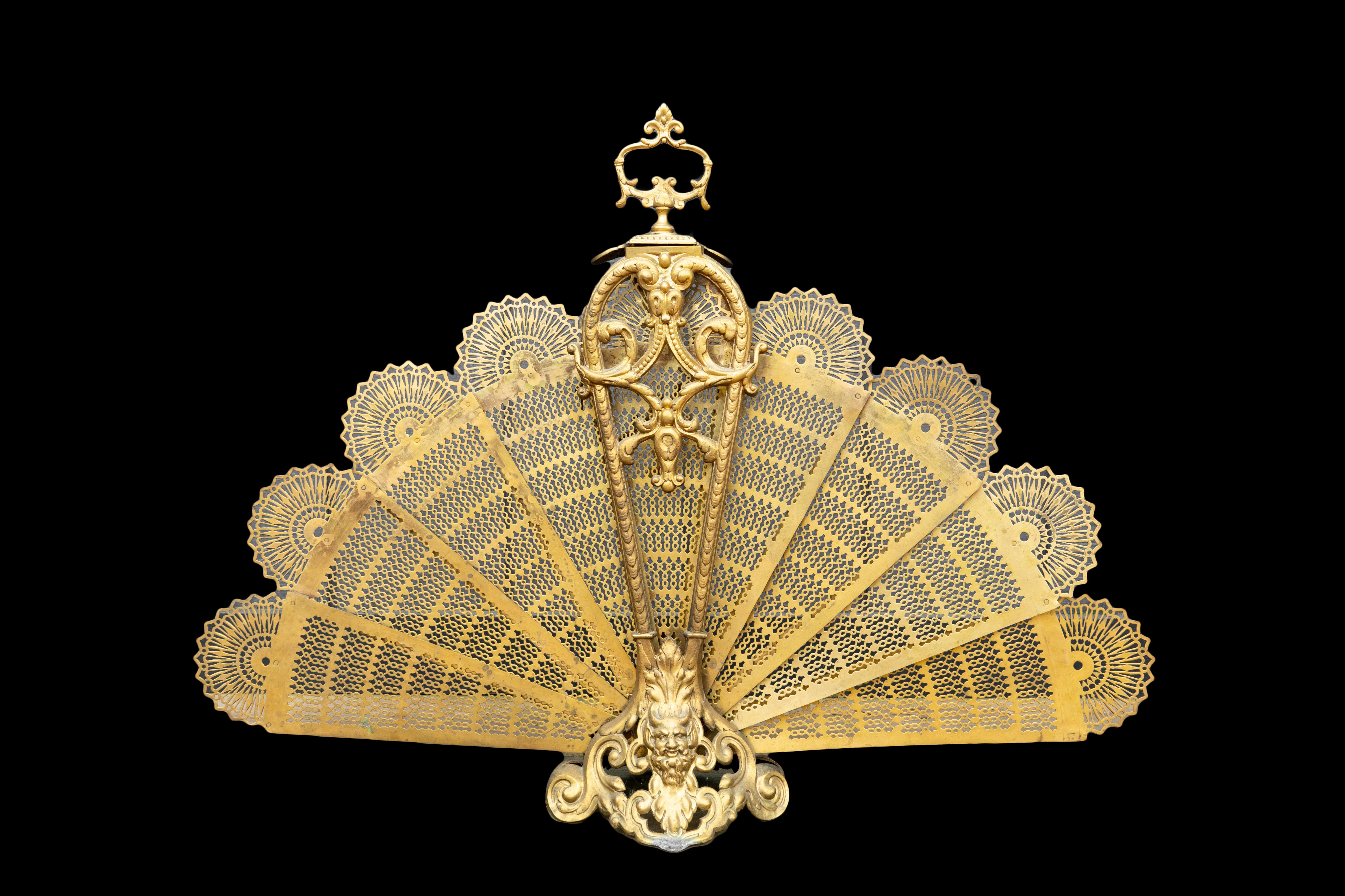Baroque 19th Century Gilt Fire Fan by Charles Casier