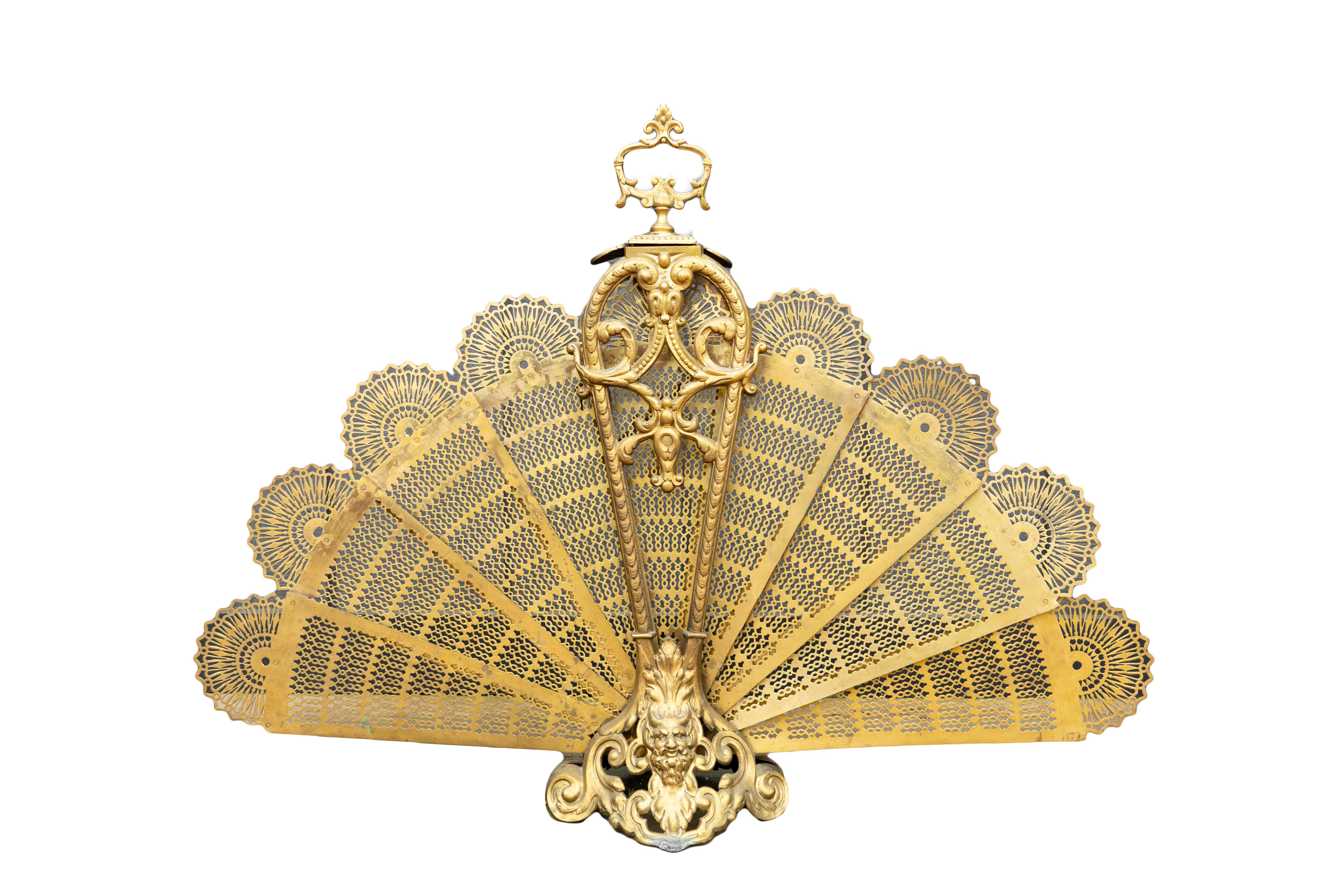 French 19th Century Gilt Fire Fan by Charles Casier