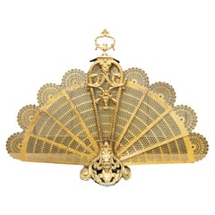 19th Century Gilt Fire Fan by Charles Casier