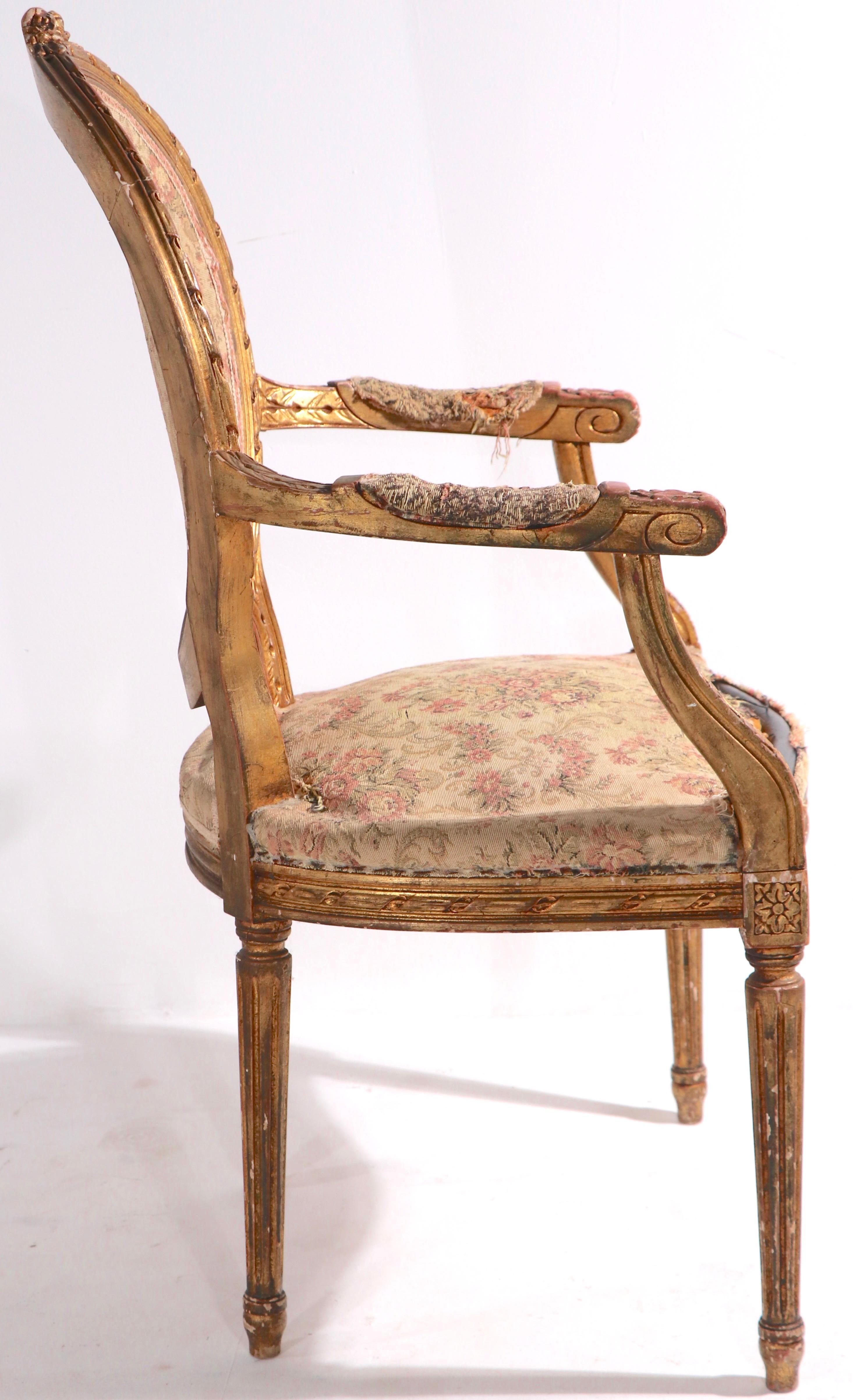 19th C Gilt Salon Chair For Sale 1