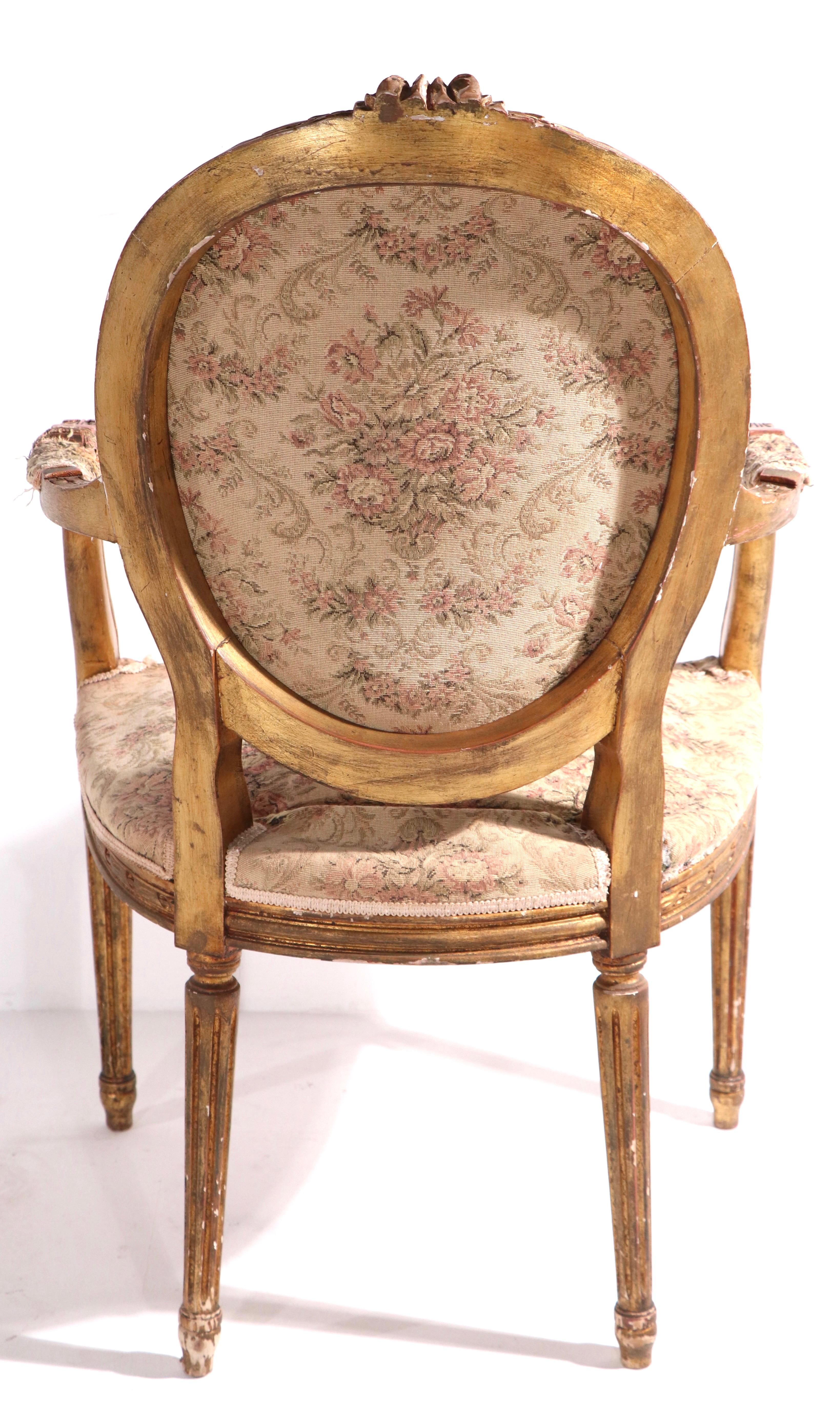 19th C Gilt Salon Chair For Sale 2