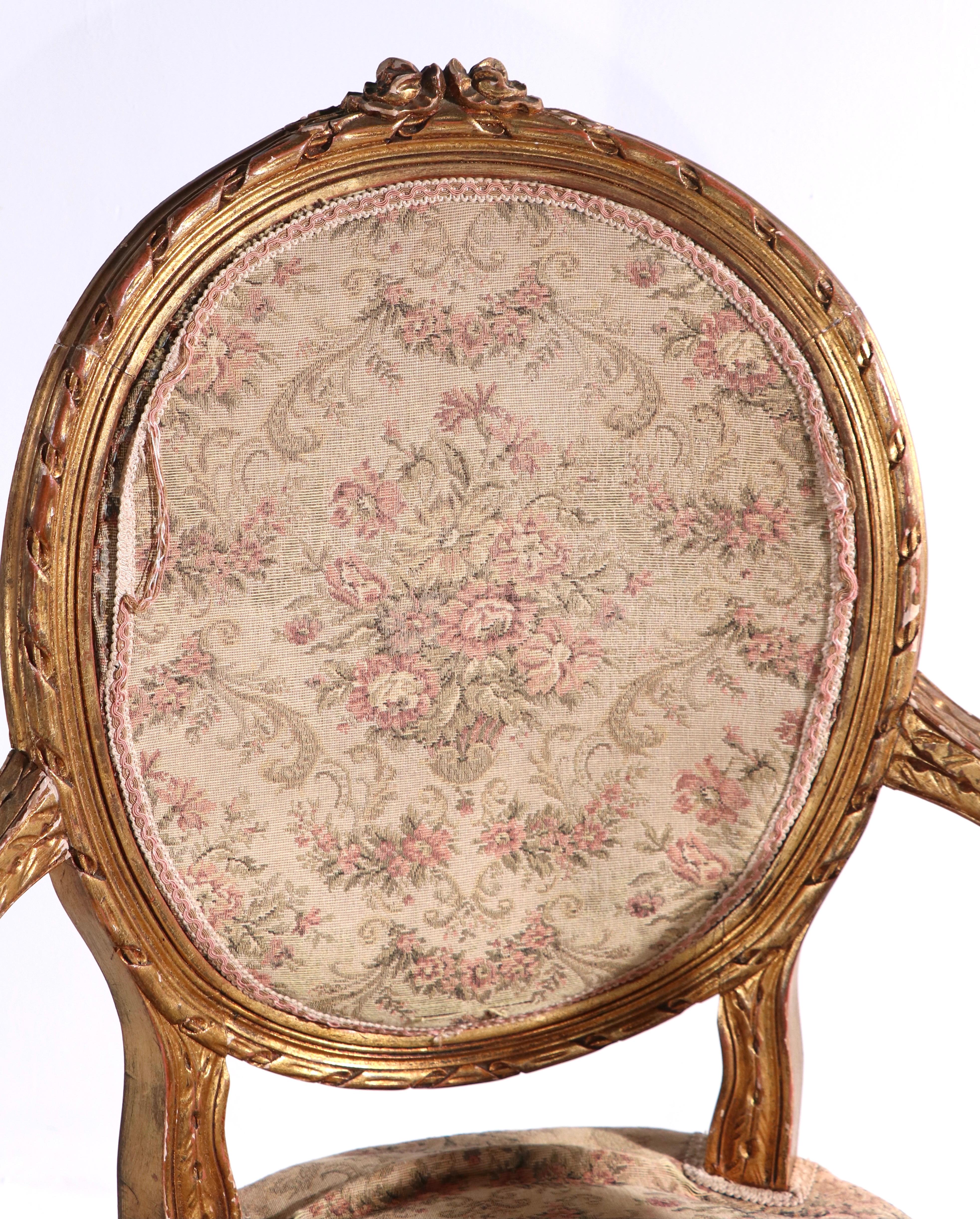 French 19th C Gilt Salon Chair For Sale