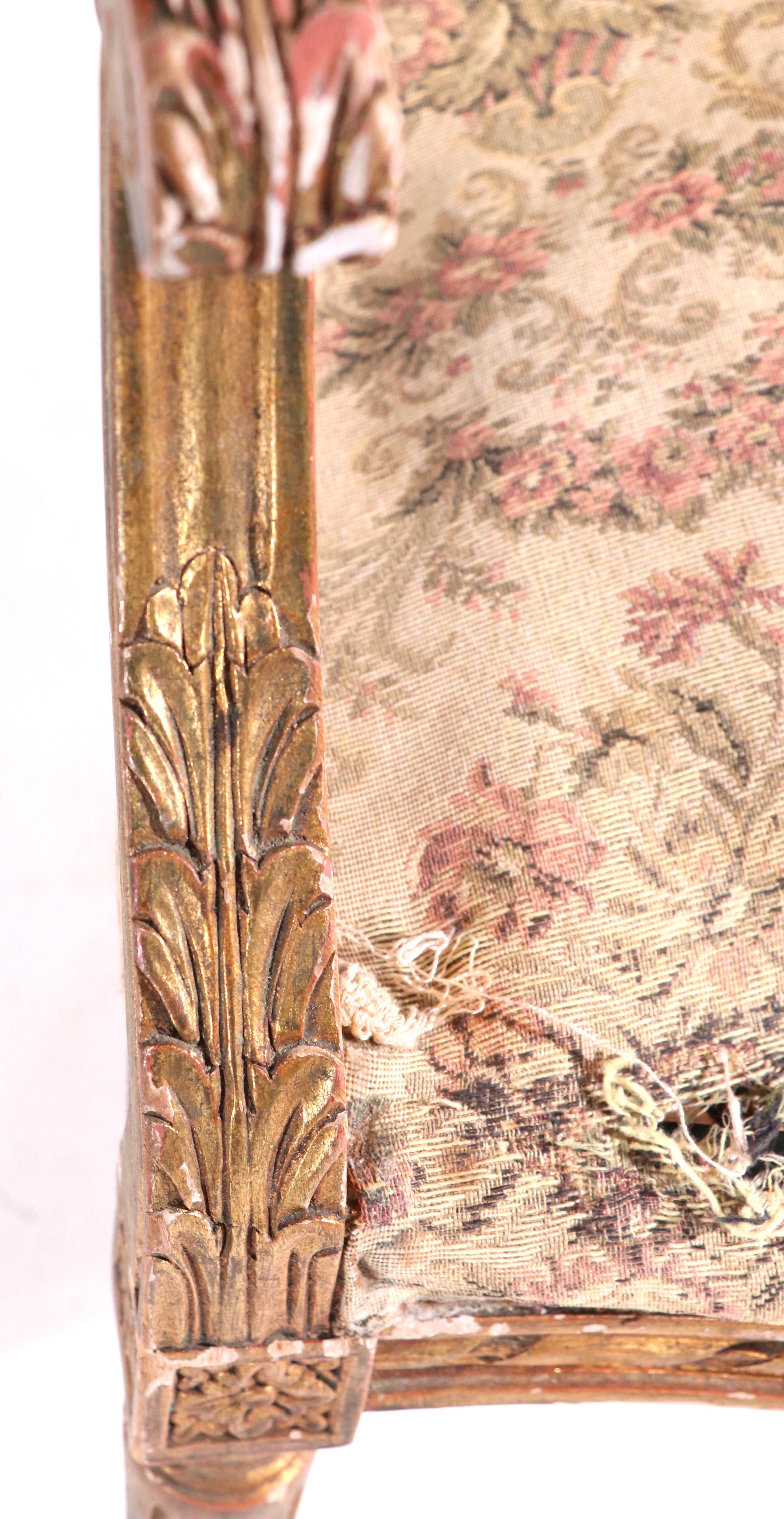 Upholstery 19th C Gilt Salon Chair For Sale