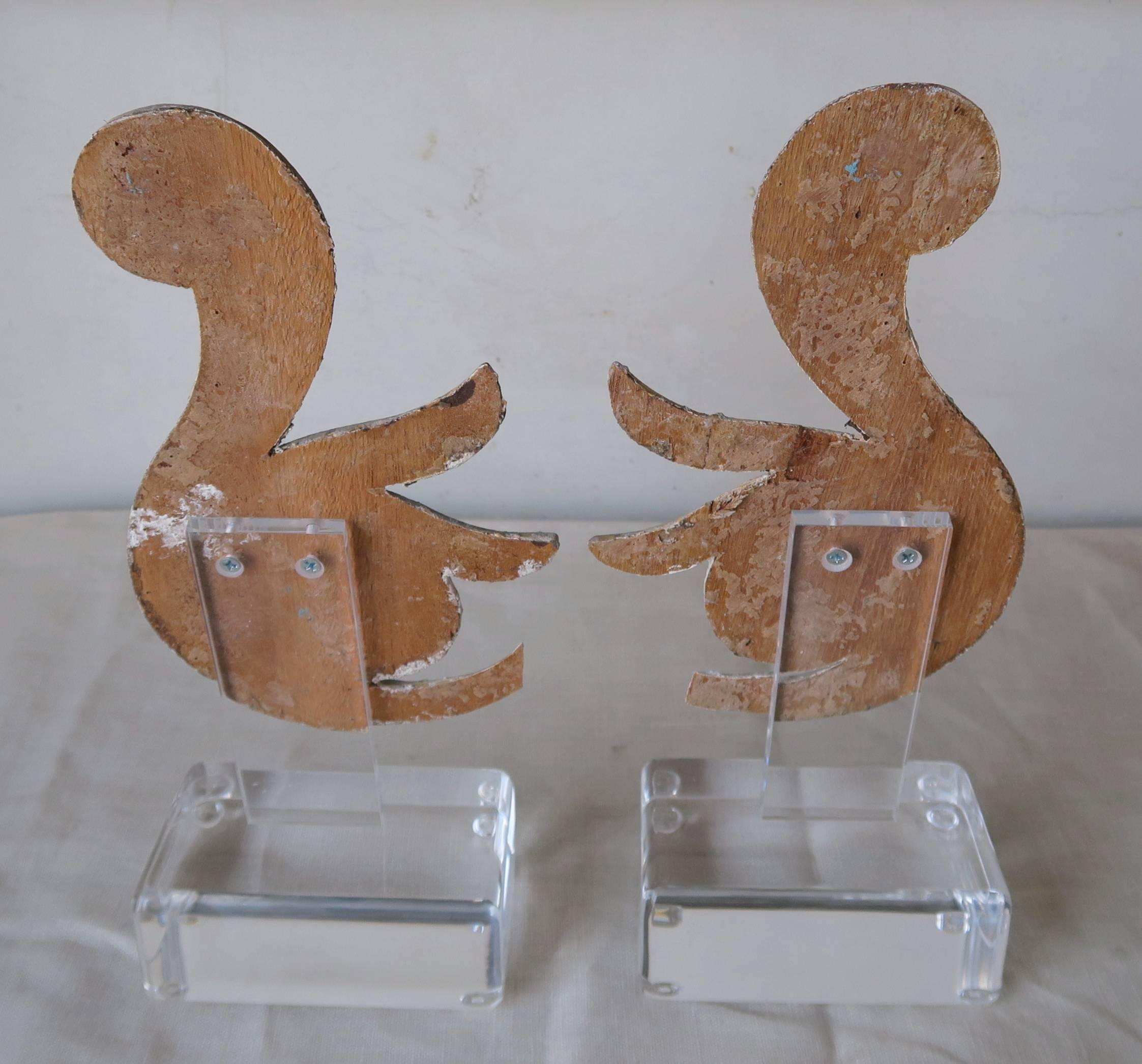 19th Century Giltwood Fragments on Lucite Bases, a Pair 6