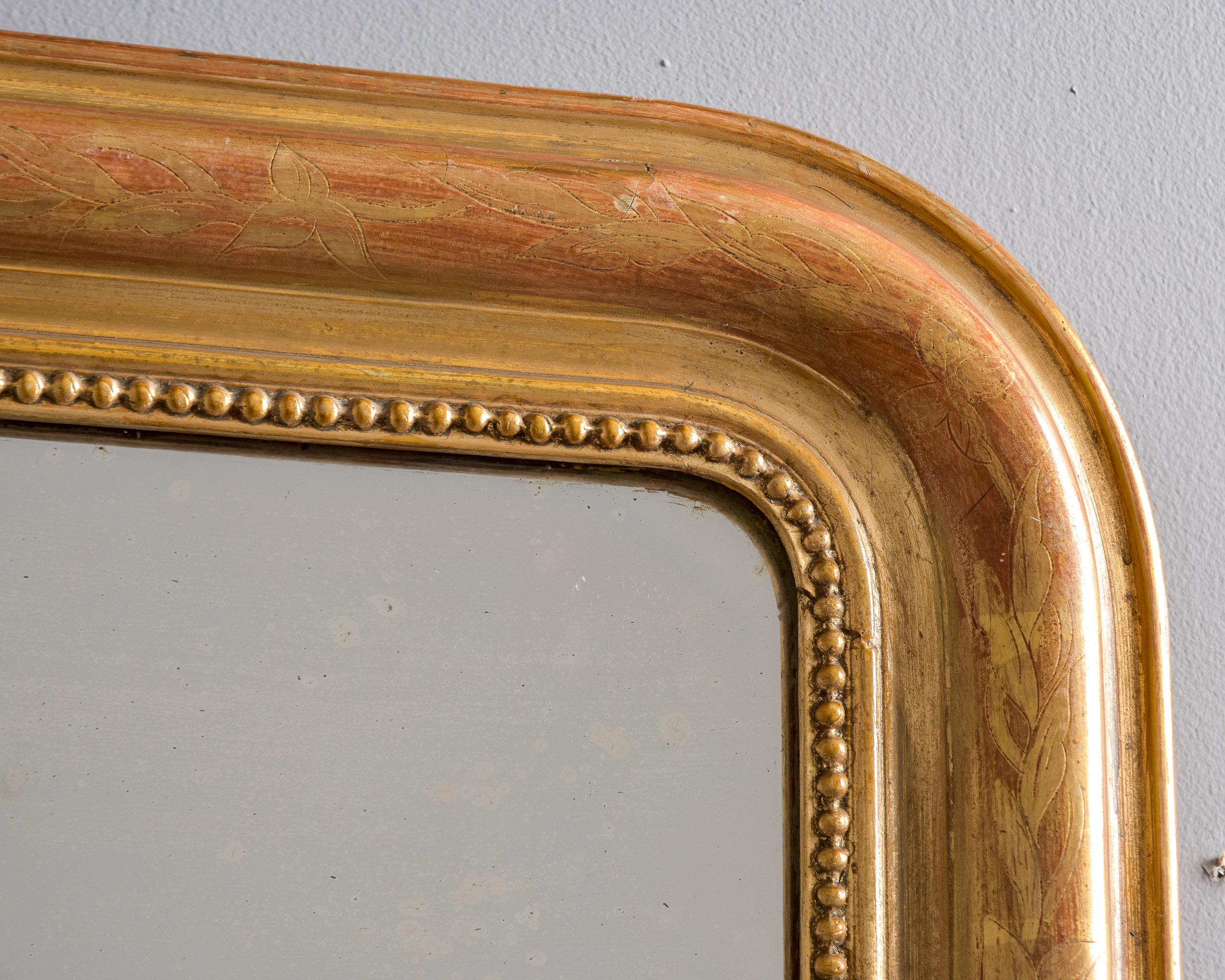 19th C Gilt Wood Louis Philippe Mirror In Good Condition For Sale In Troy, MI