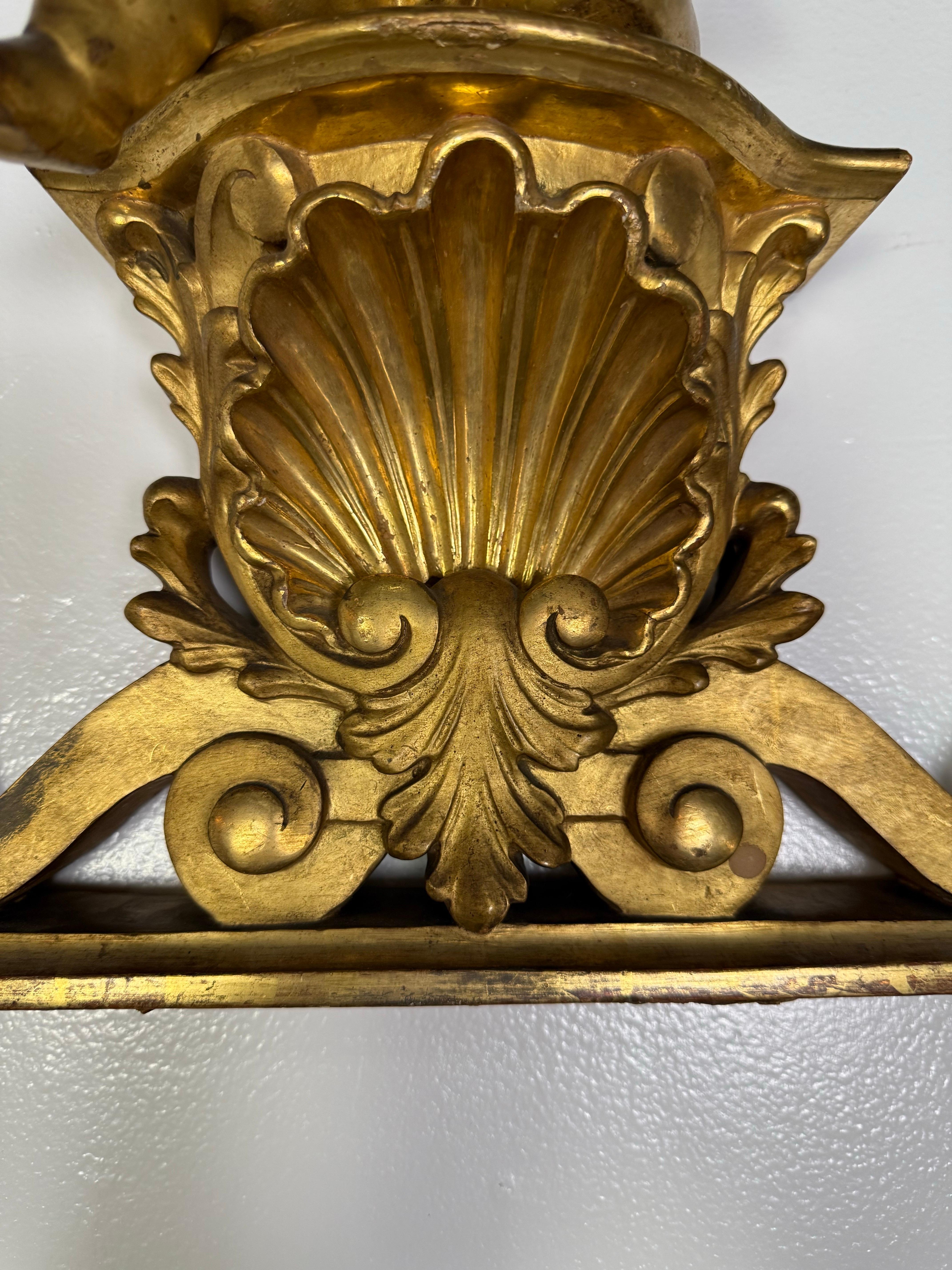 19th C. Giltwood Cherub Fragment In Good Condition For Sale In Los Angeles, CA
