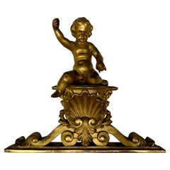 19th C. Giltwood Cherub Fragment