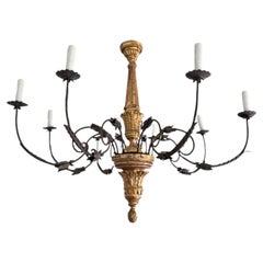 19th C Giltwood Tuscan 8 Lite Chandelier