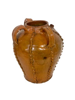 18th C. Glazed Nut Oil Jar with Three Handles from Dordogne Region
