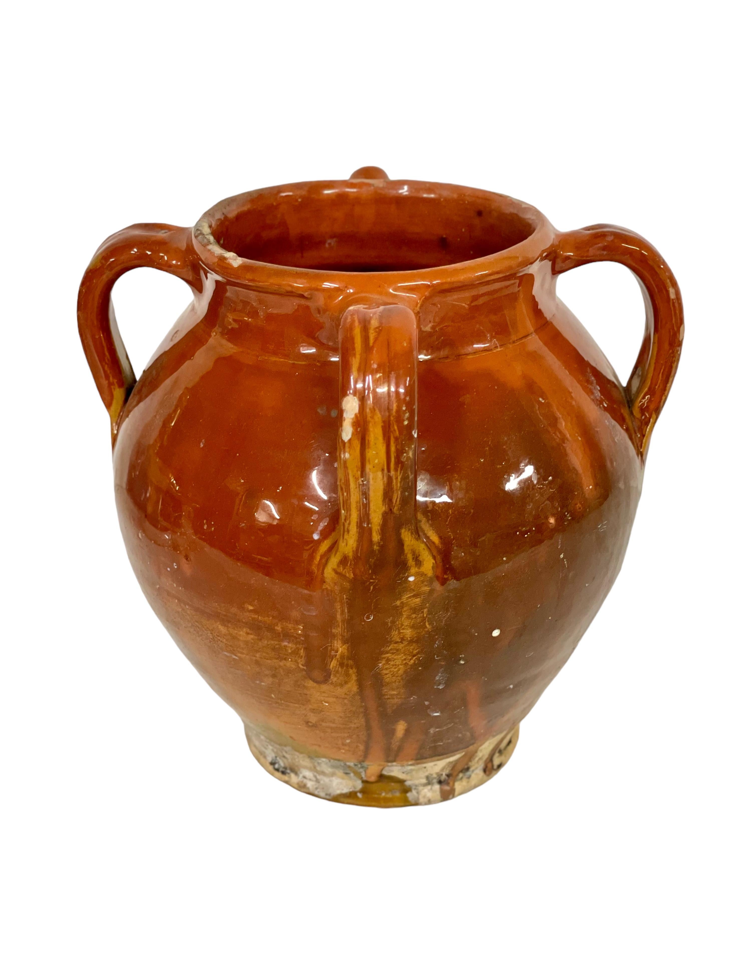 Rustic 19th C. Glazed Pouring Jug from Dordogne Region of France For Sale