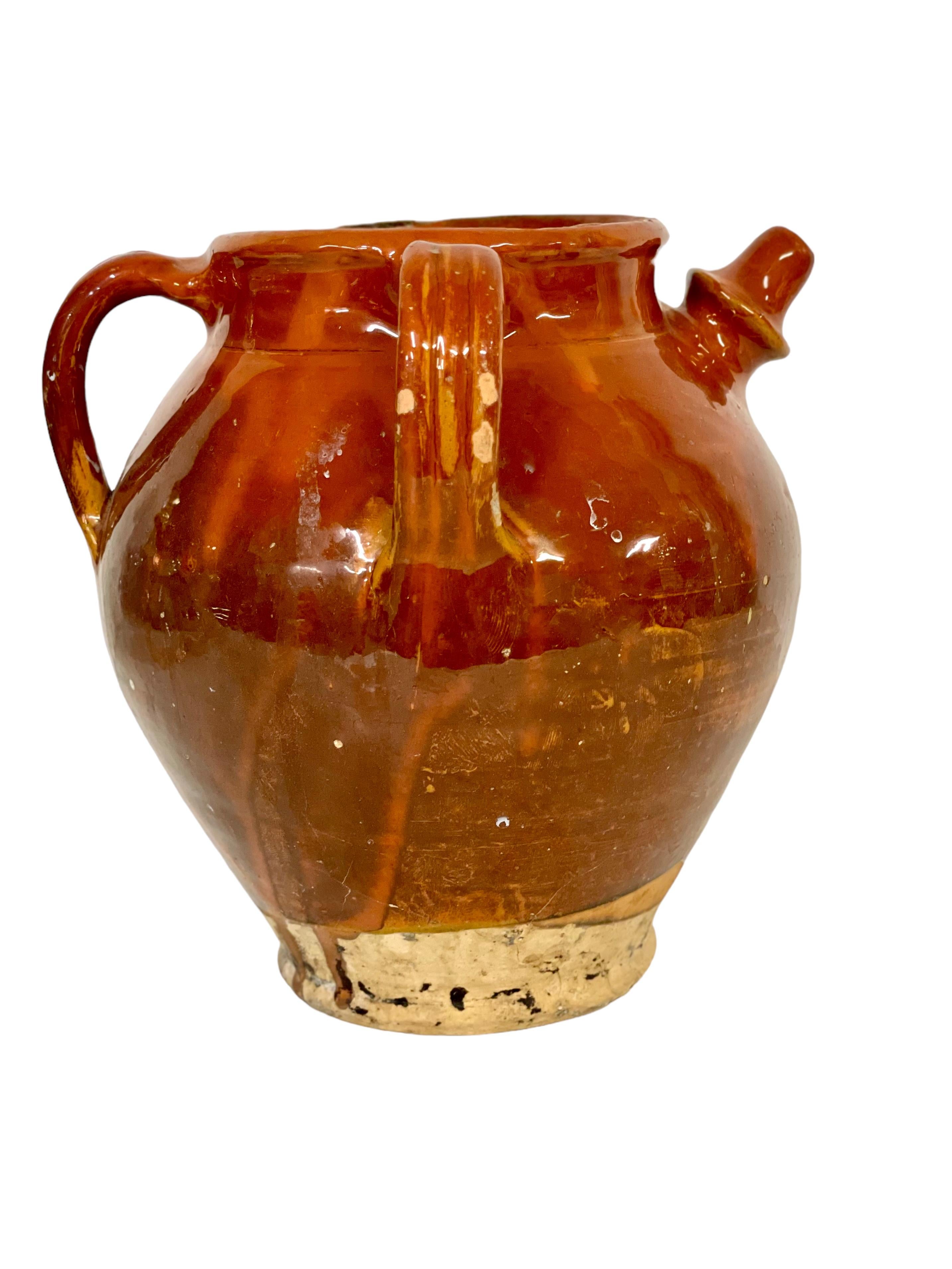 French 19th C. Glazed Pouring Jug from Dordogne Region of France For Sale