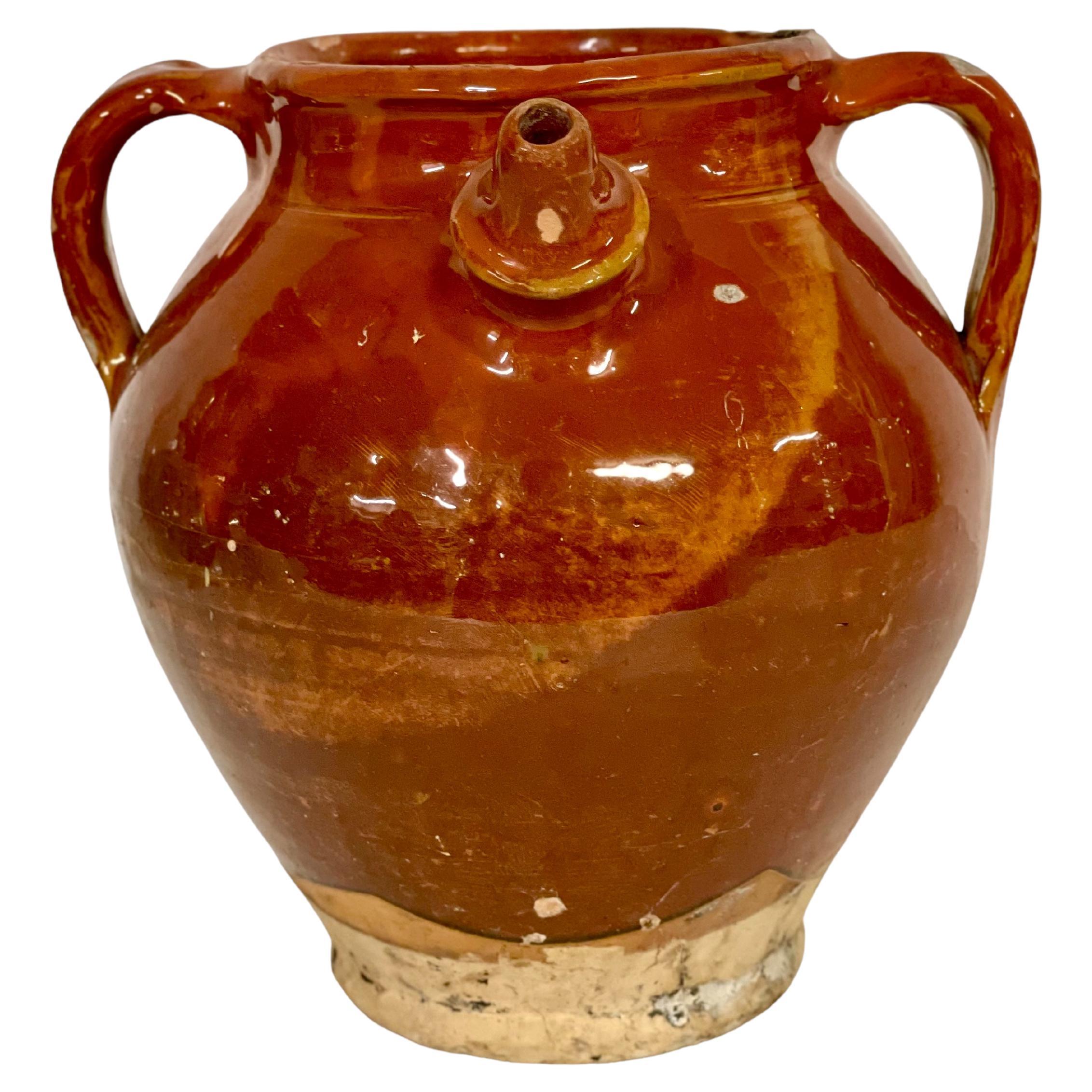 19th C. Glazed Pouring Jug from Dordogne Region of France For Sale