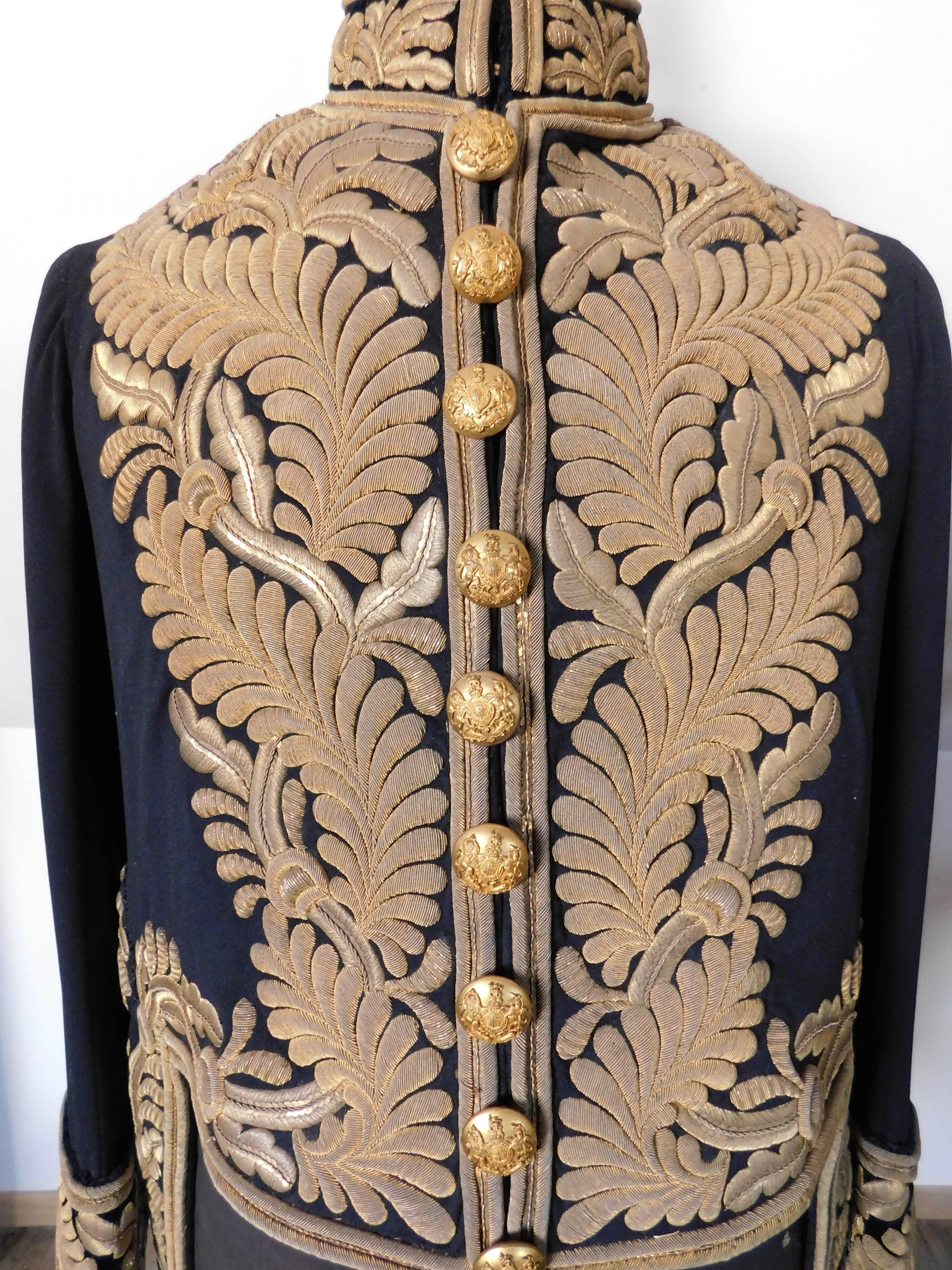 19th Century Gold Bullion Embroidered British Diplomatic Tailcoat and French Mannequin