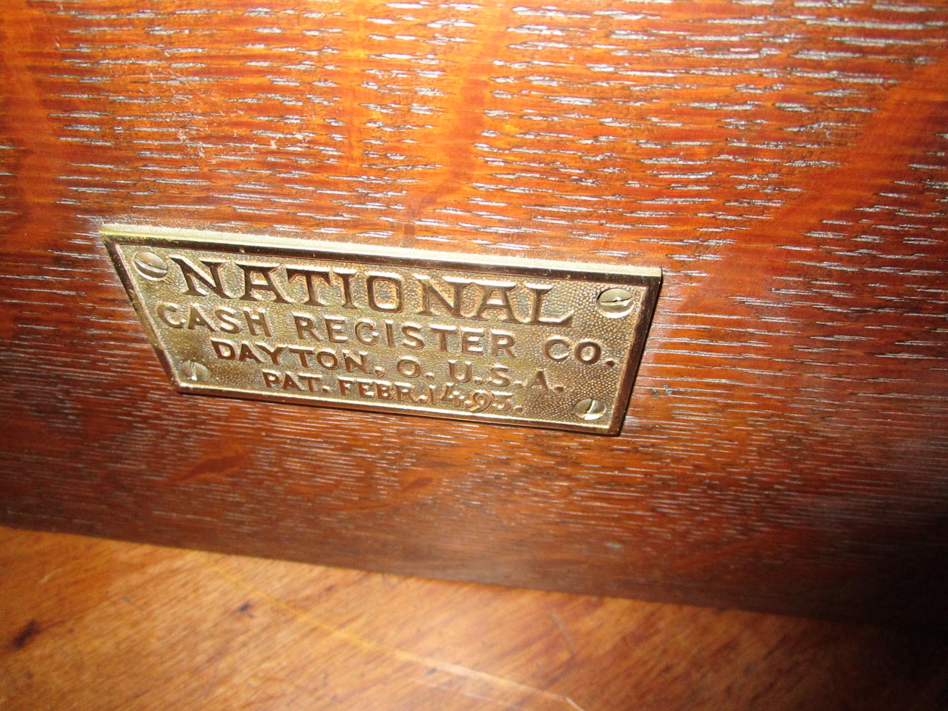 Late 19th Century 19th c Golden Oak and Brass Flat Model National Cash Register Money Box