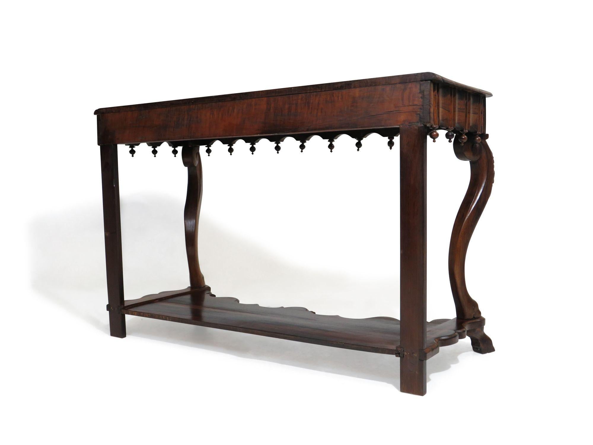 19th c. Gothic Revival Console Table of Solid Brazilian Rosewood For Sale 4