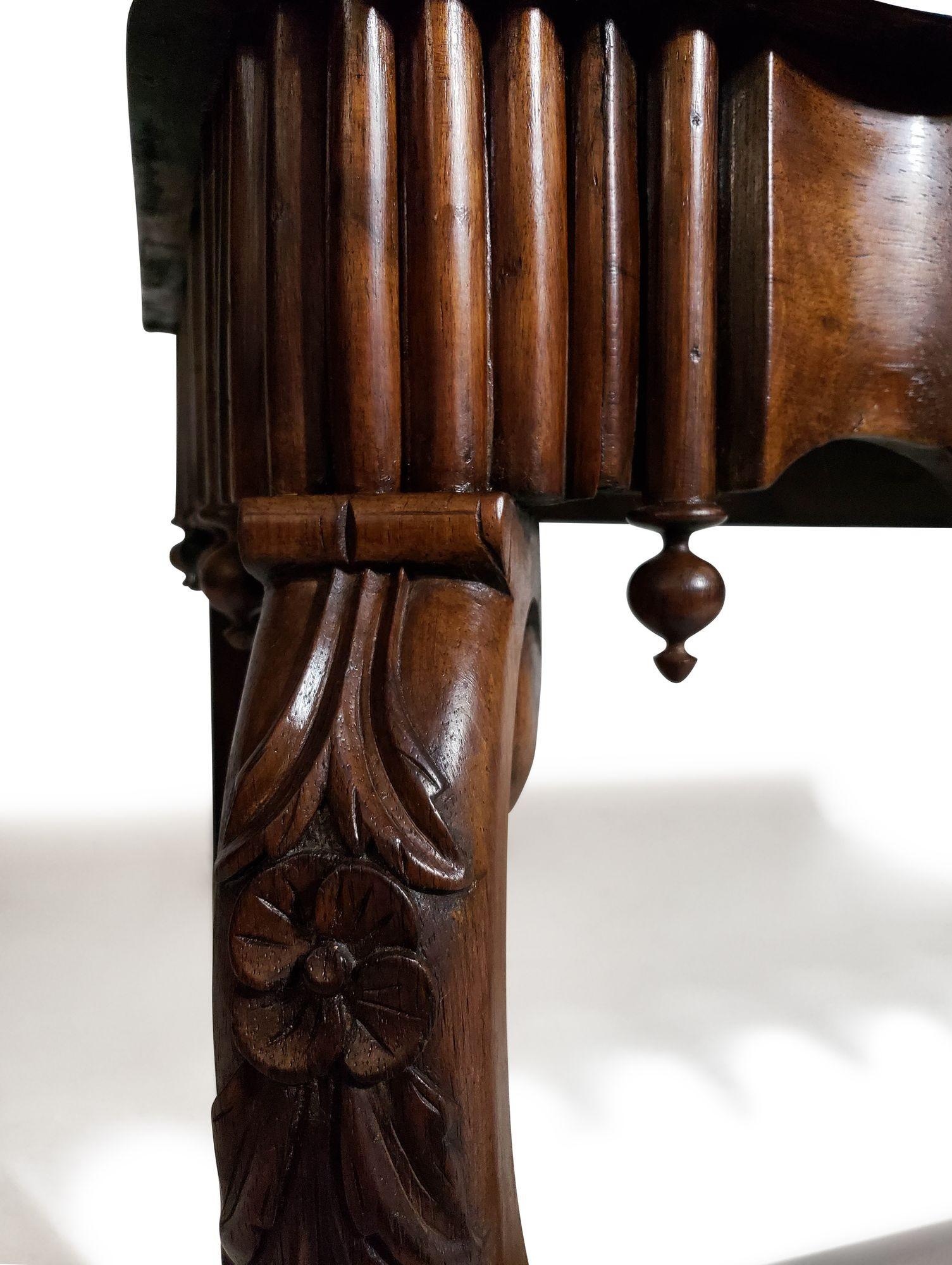 19th c. Gothic Revival Console Table of Solid Brazilian Rosewood For Sale 13