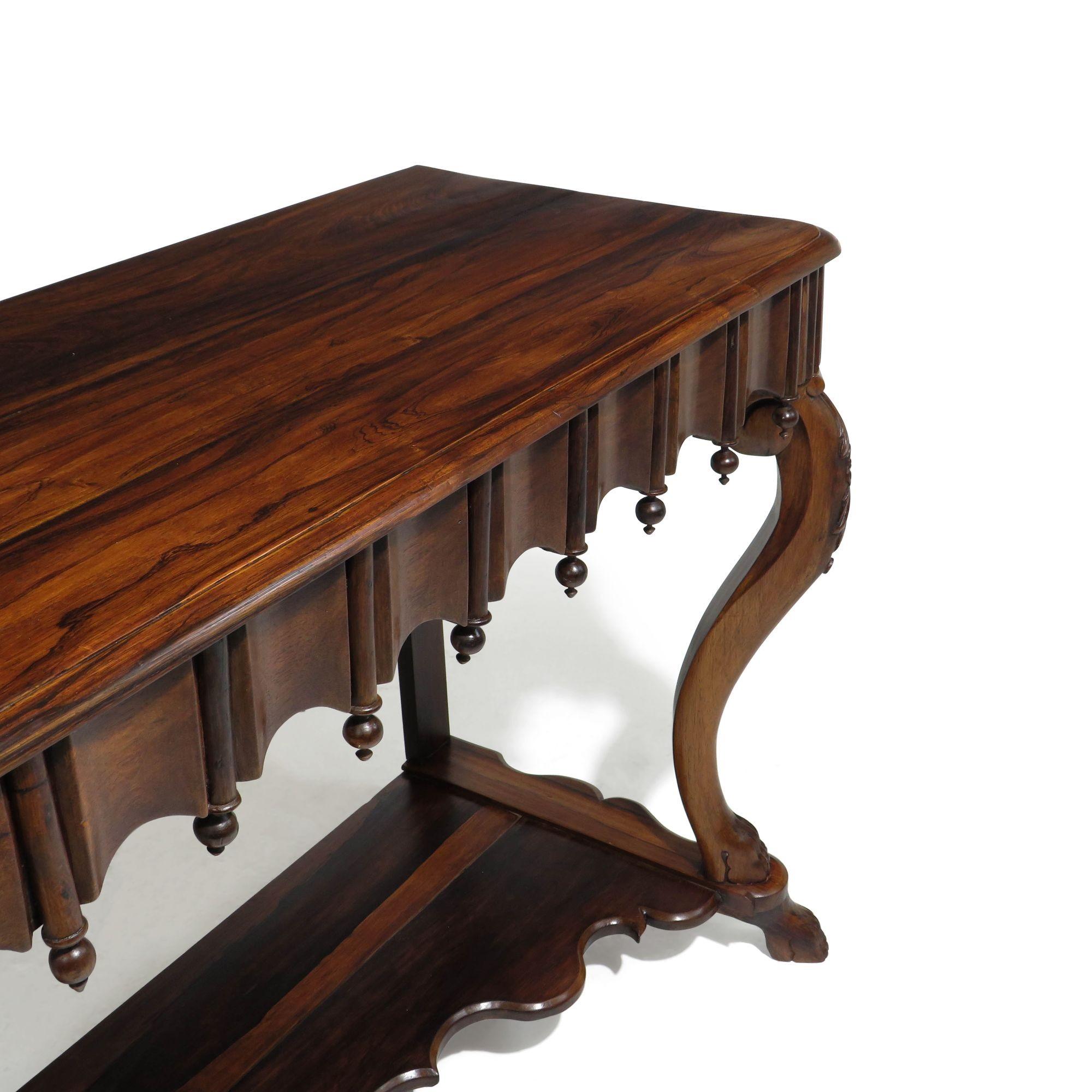 19th Century 19th c. Gothic Revival Console Table of Solid Brazilian Rosewood For Sale