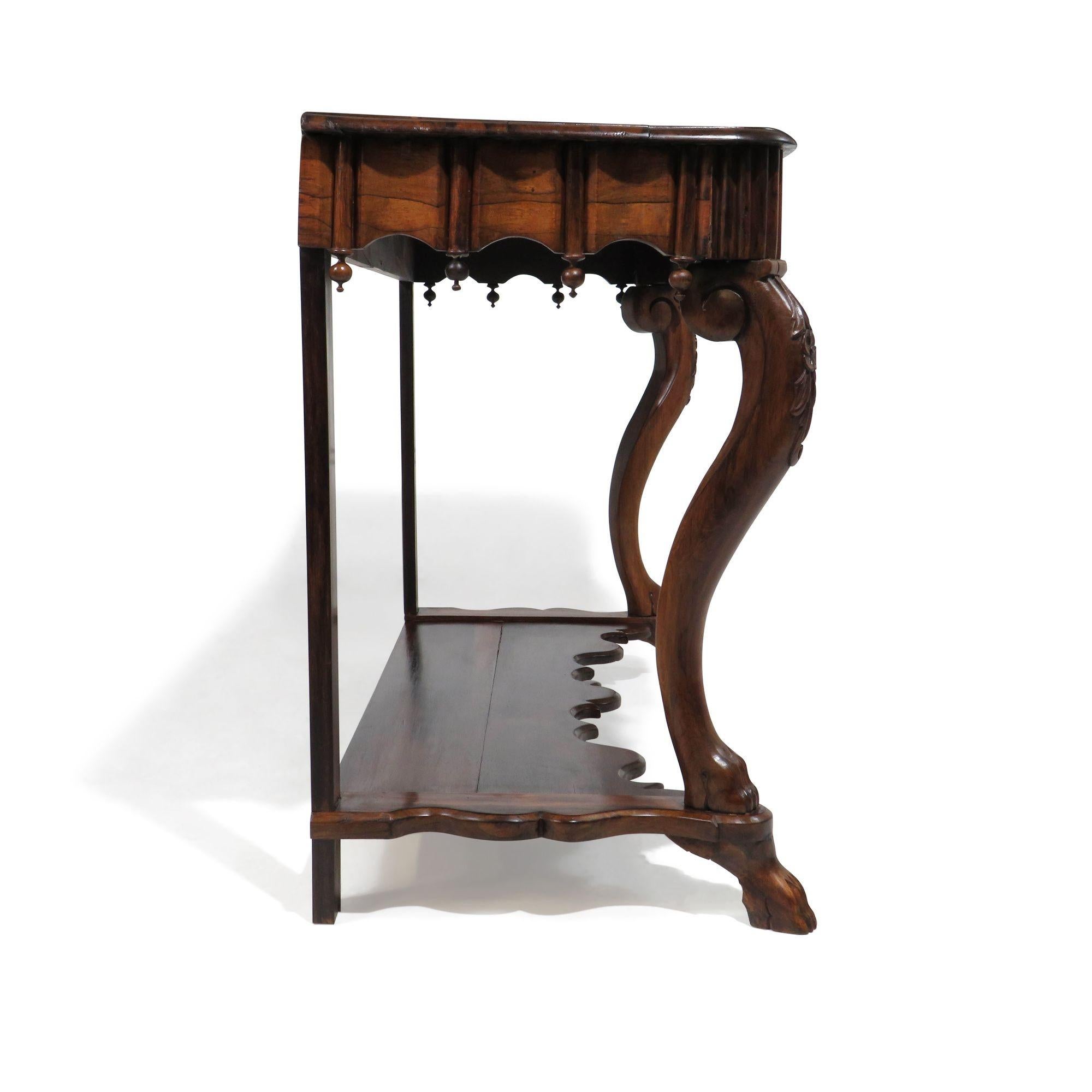 19th c. Gothic Revival Console Table of Solid Brazilian Rosewood For Sale 1