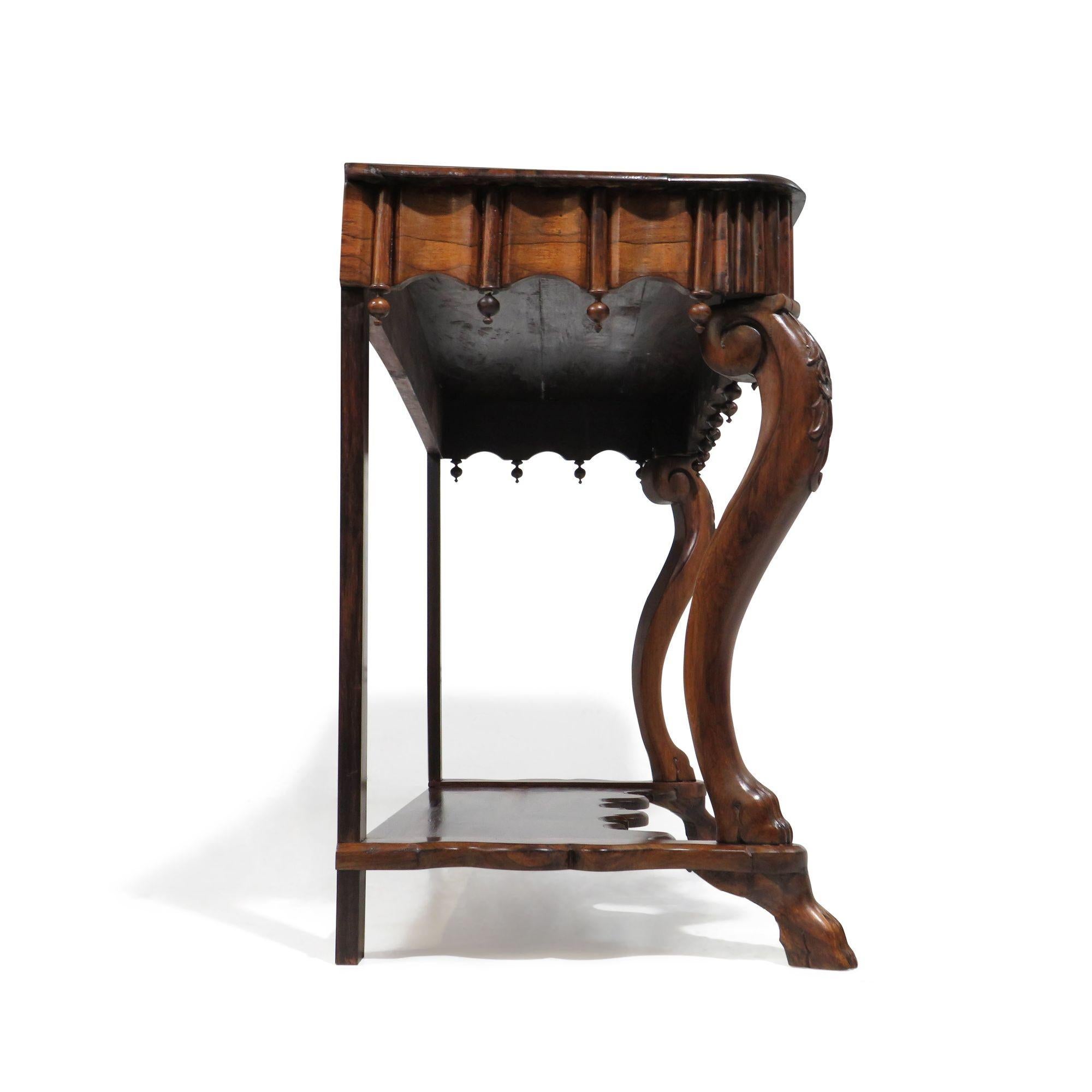 19th c. Gothic Revival Console Table of Solid Brazilian Rosewood For Sale 2
