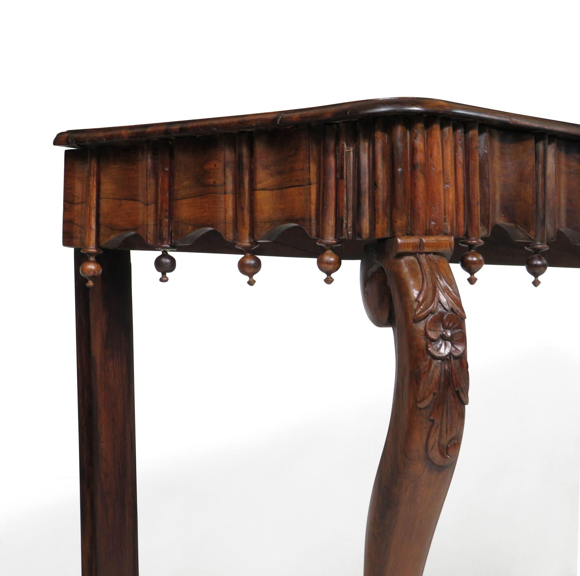 19th c. Gothic Revival Console Table of Solid Brazilian Rosewood For Sale 3