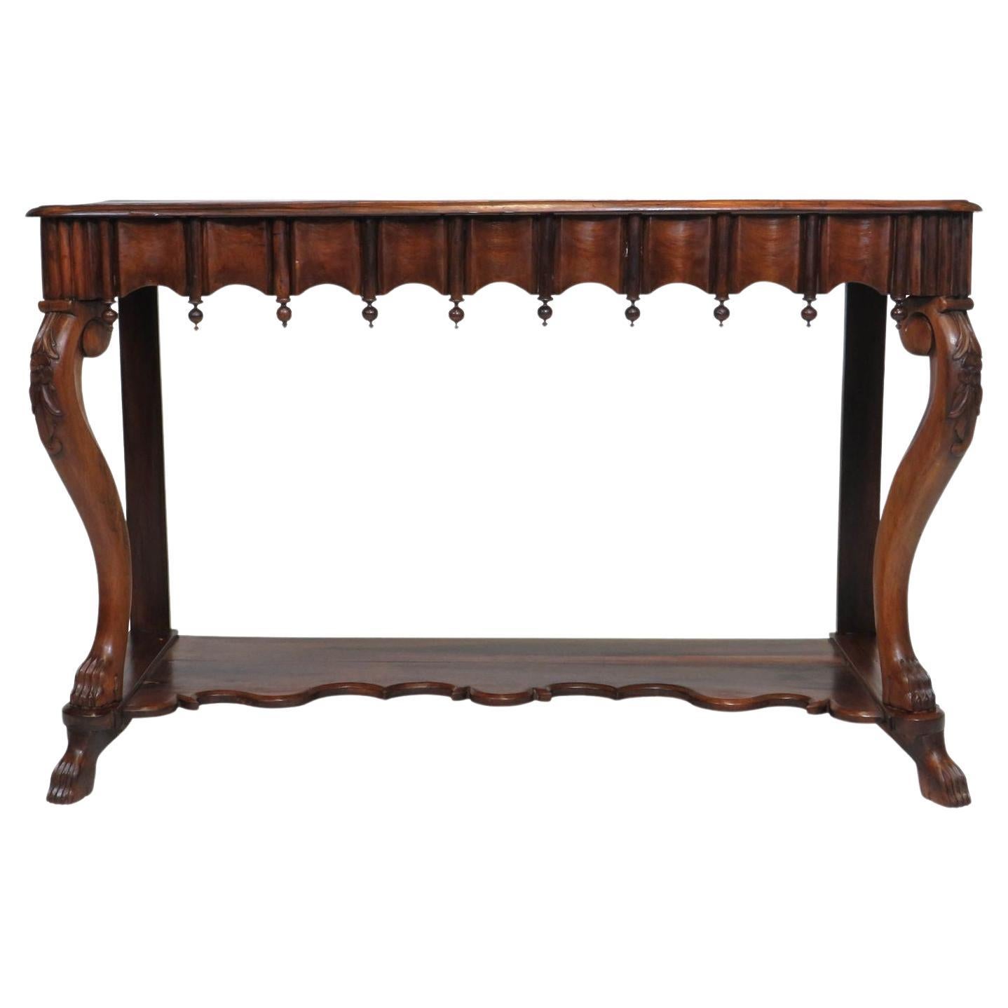 19th c. Gothic Revival Console Table of Solid Brazilian Rosewood For Sale