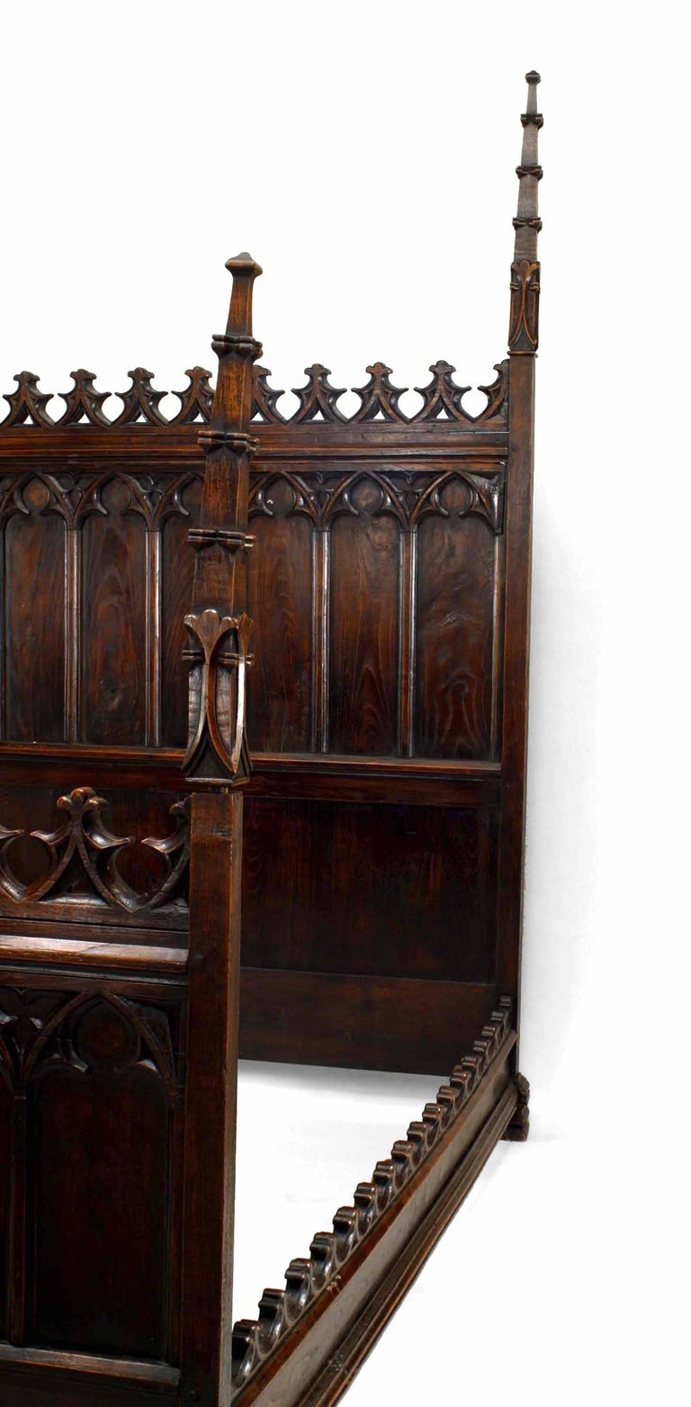 19th C. Gothic Revival Full Size Walnut Bed For Sale at 1stDibs