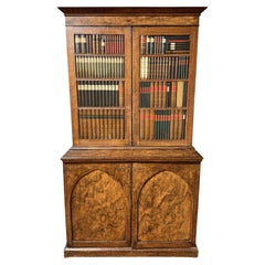 19th c Grain Painted Cabinet with Faux Book Paneled Doors, Probably English