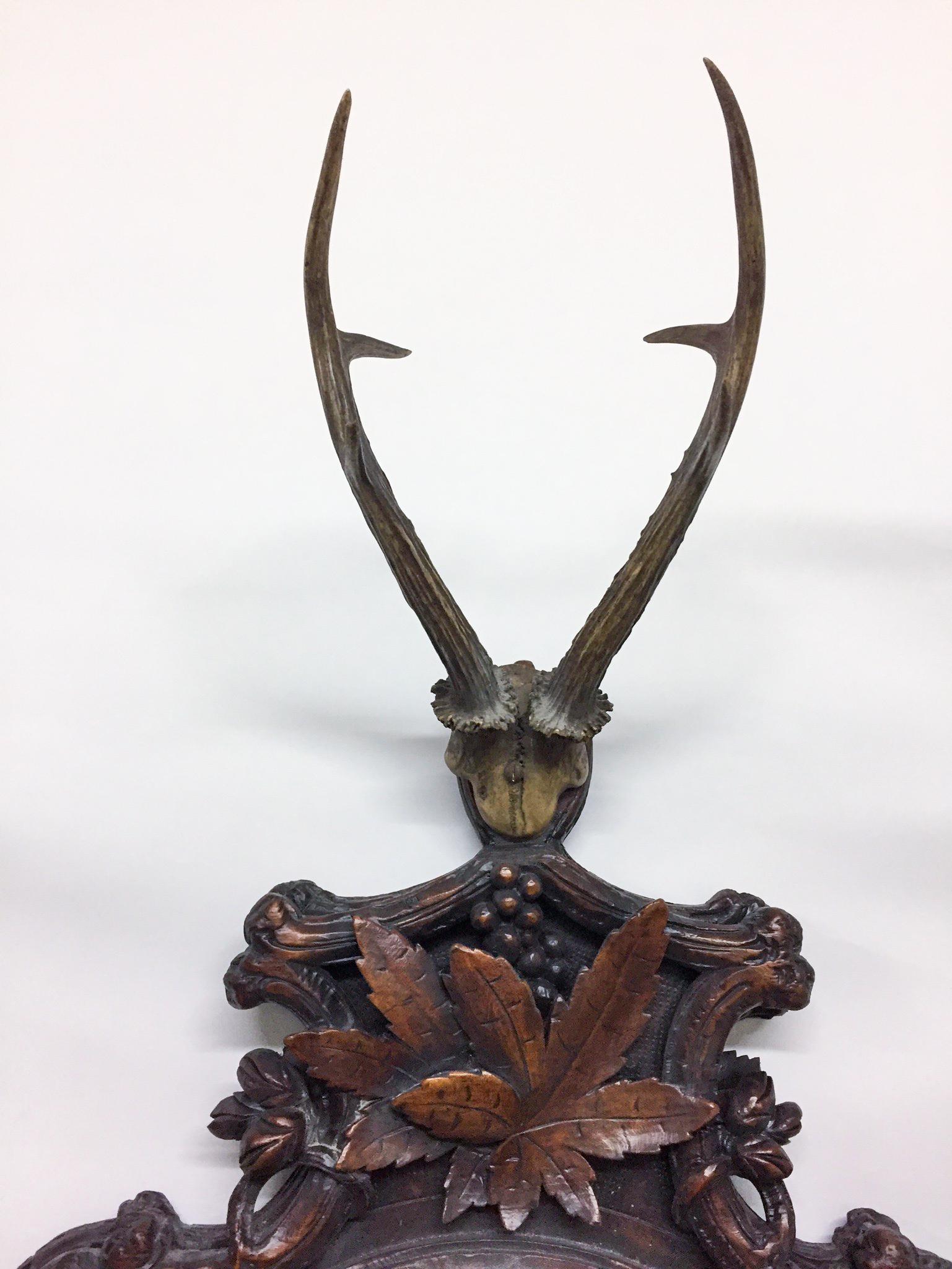 German Grand Dukes of Baden Red Stag Trophy on Hand Carved Black Forest Plaque