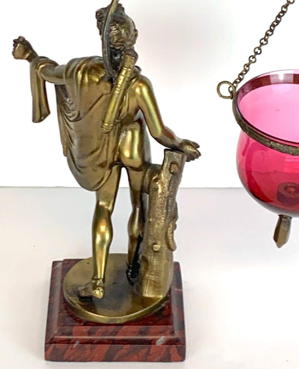 19ème C. Grand Tour Bronze Apollo Belvedere After Leochares, Votive or Oil Lamp Bon état - En vente à West Palm Beach, FL