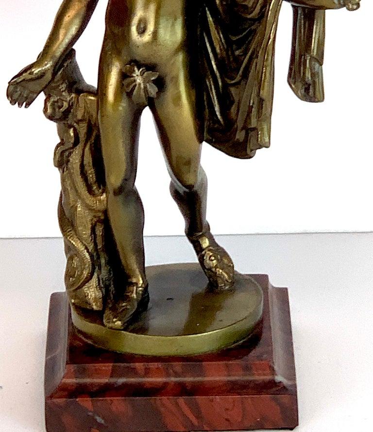 19th C. Grand Tour Bronze Apollo Belvedere After Leochares, Votive or Oil Lamp For Sale 1