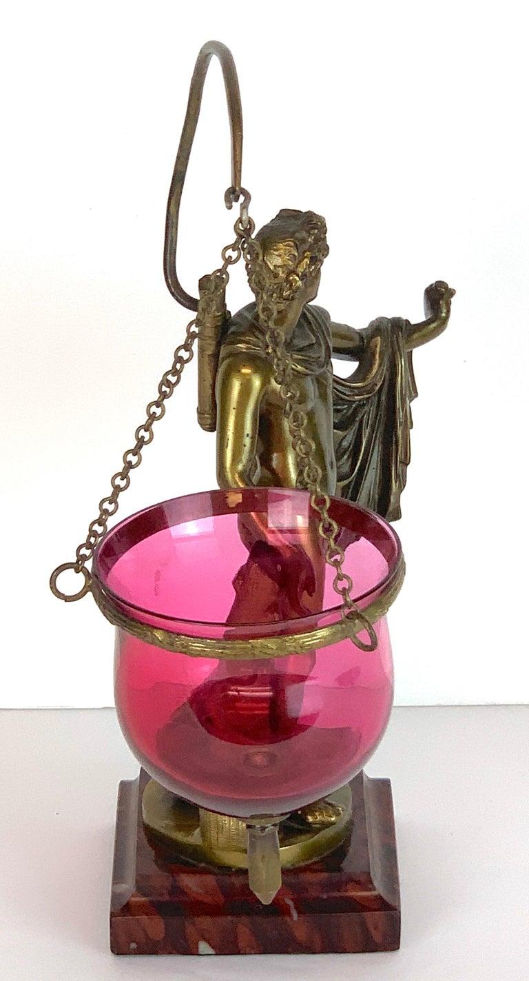 19th C. Grand Tour Bronze Apollo Belvedere After Leochares, Votive or Oil Lamp For Sale 2