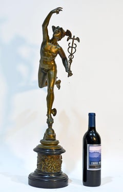 19th C. Grand Tour Bronze Statue of the Flying Mercury after Giovanni da Bologna