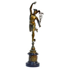 Antique 19th C. Grand Tour Bronze Statue of the Flying Mercury after Giovanni da Bologna
