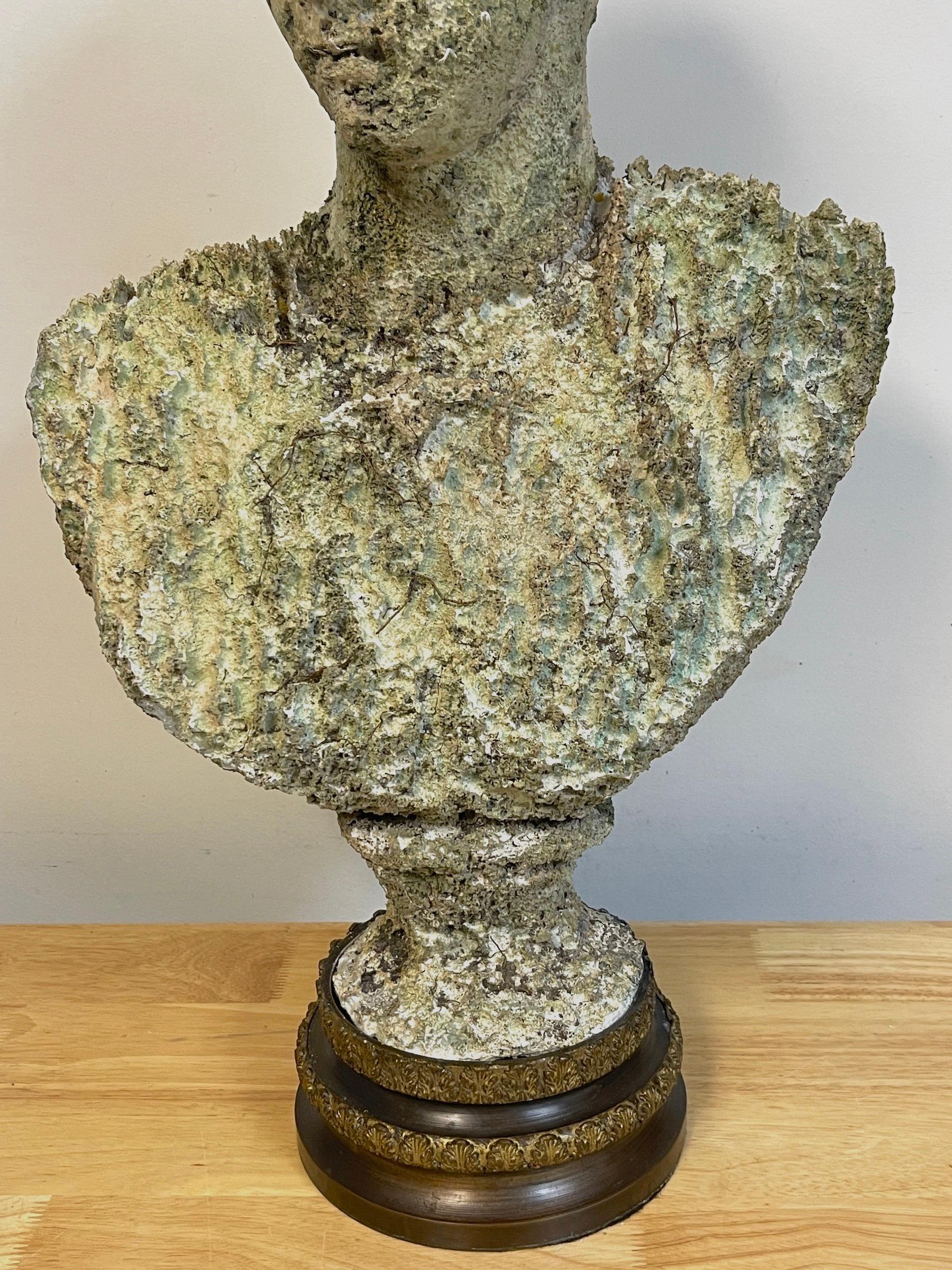 19th Century  Italian Grand Tour Carved Coral Bust of Caesar In Distressed Condition In West Palm Beach, FL