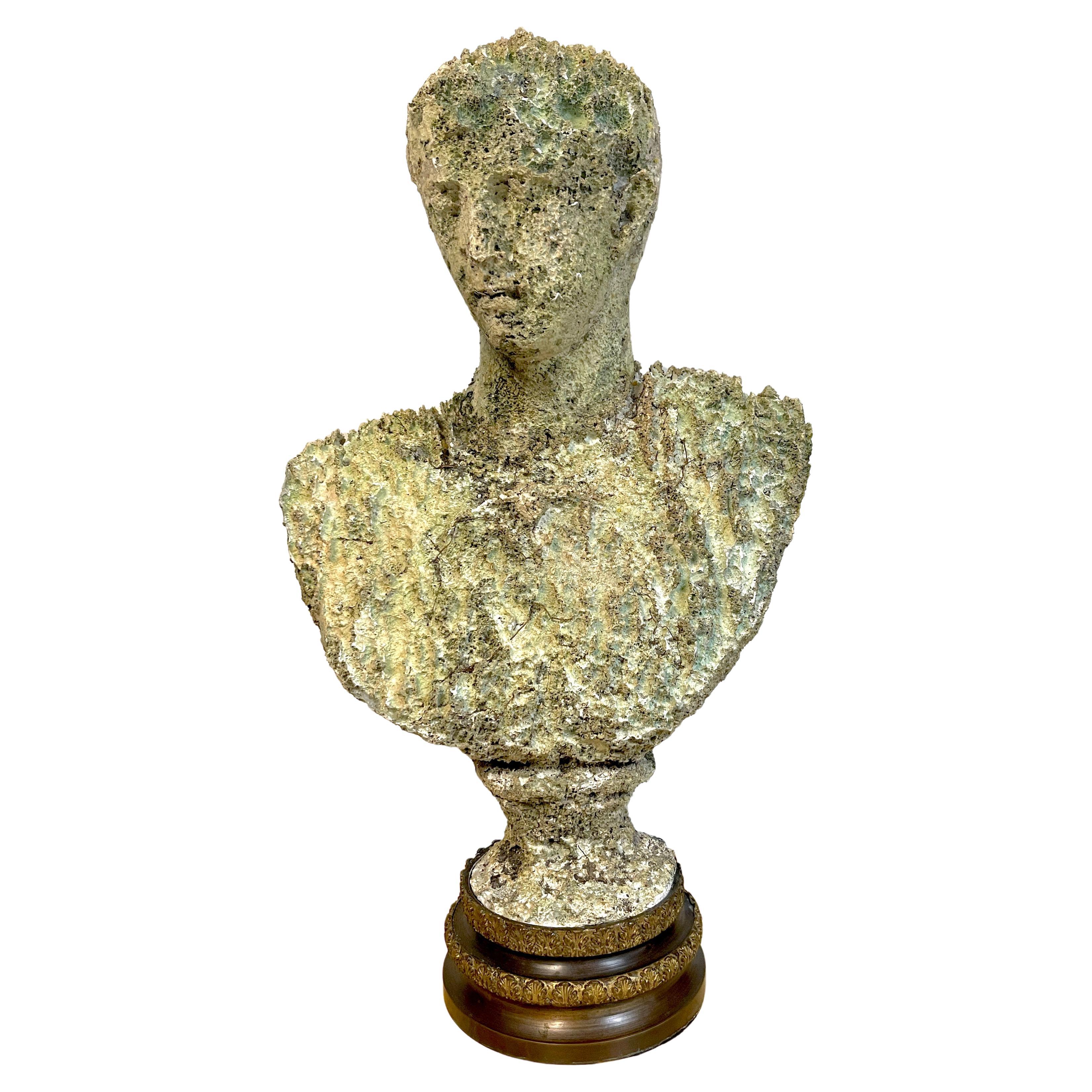 19th C Grand Tour Carved Coral Bust of Caesar