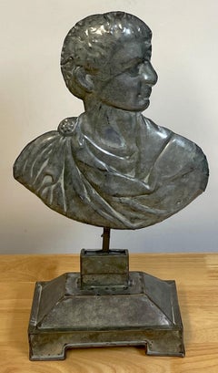 19th C Grand Tour Italian Tole Portrait Bust of a Roman Emperor