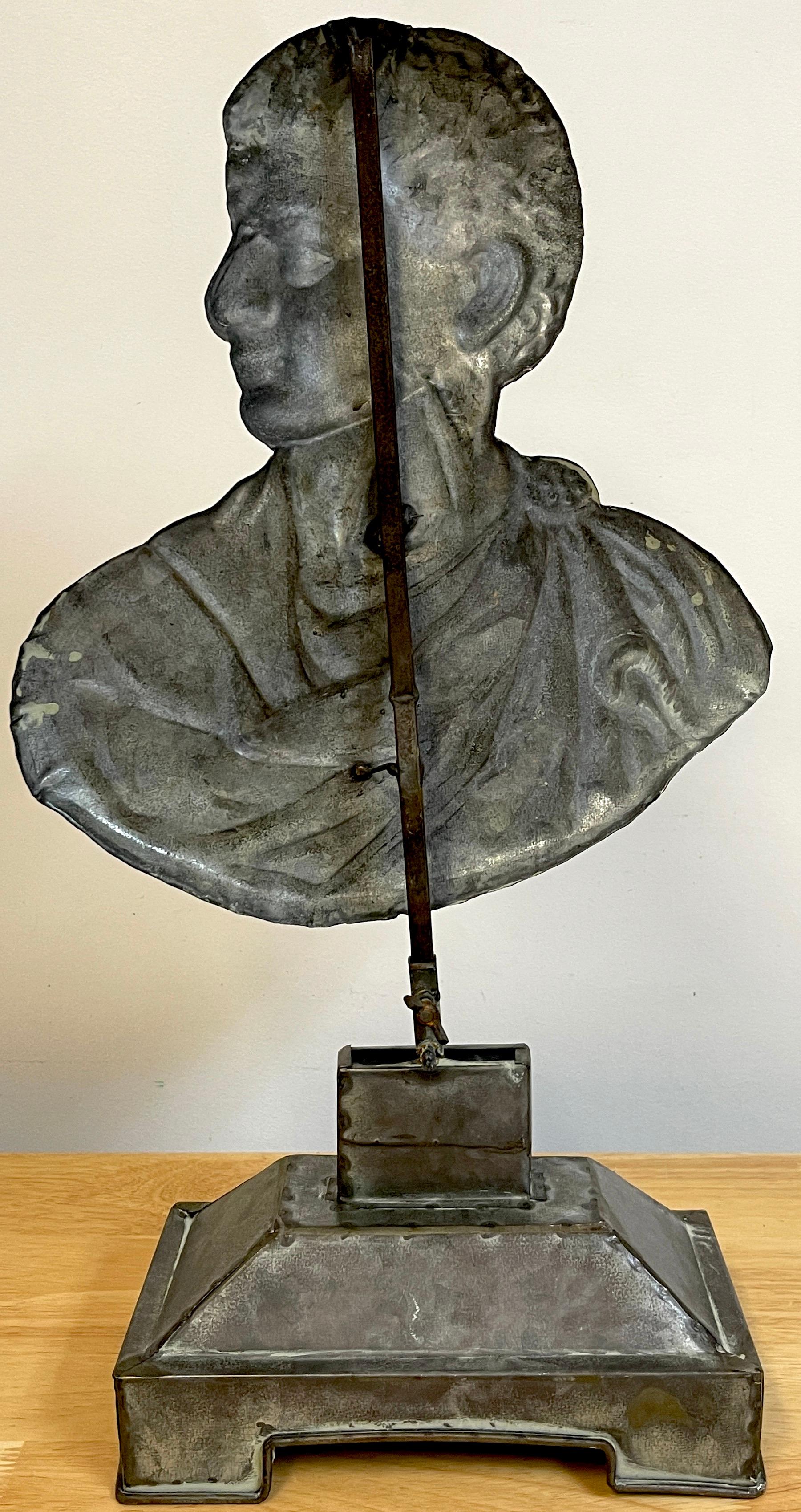 Metal 19th C Grand Tour Italian Tole Portrait Bust of a Roman Emperor