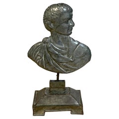 19th C Grand Tour Italian Tole Portrait Bust of a Roman Emperor