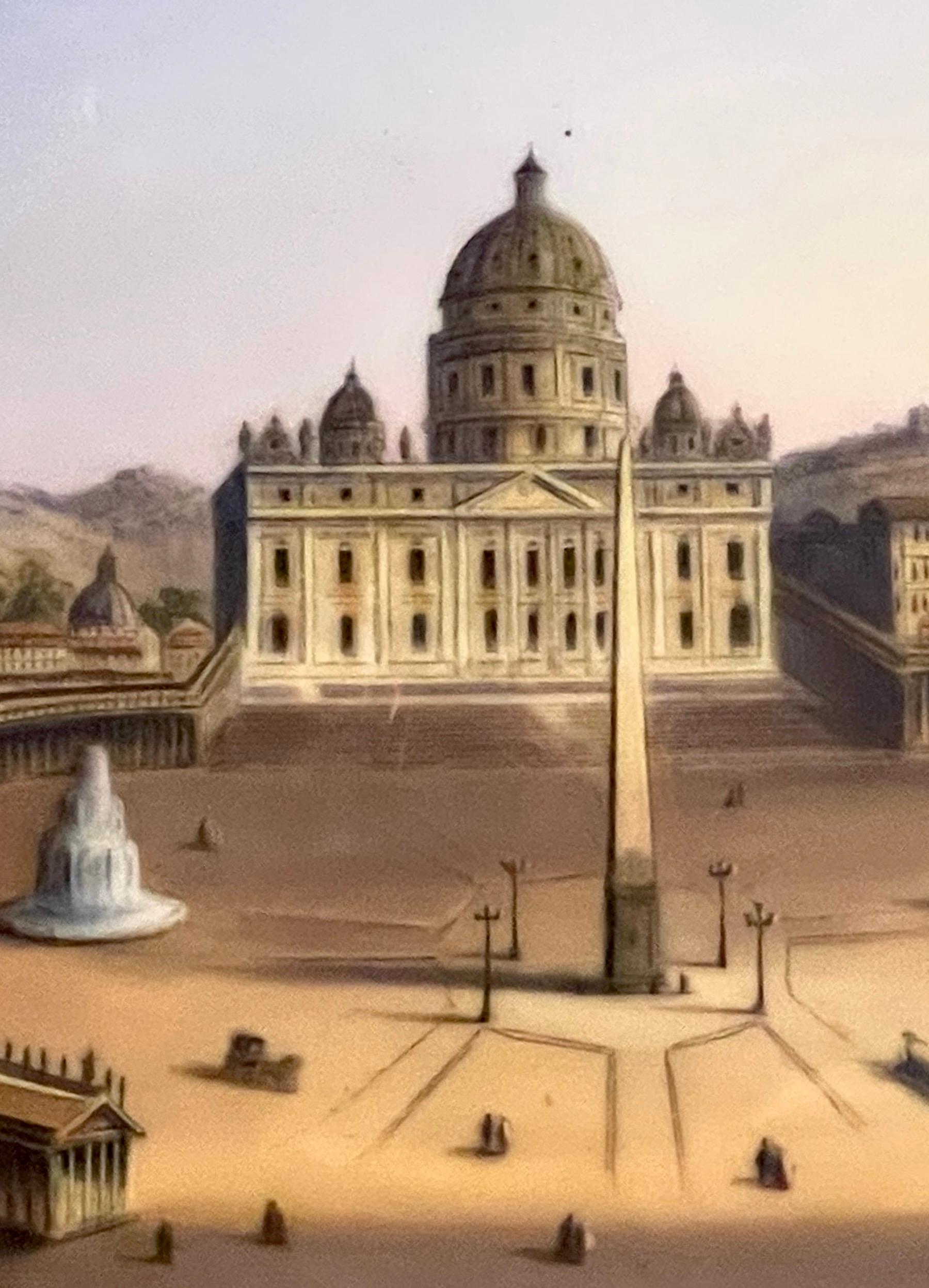 Grand Tour, Gemälde auf Porzellan, Ansicht der Vatikanischen/St. Peter's Basilica, 19. Jahrhundert im Angebot 2