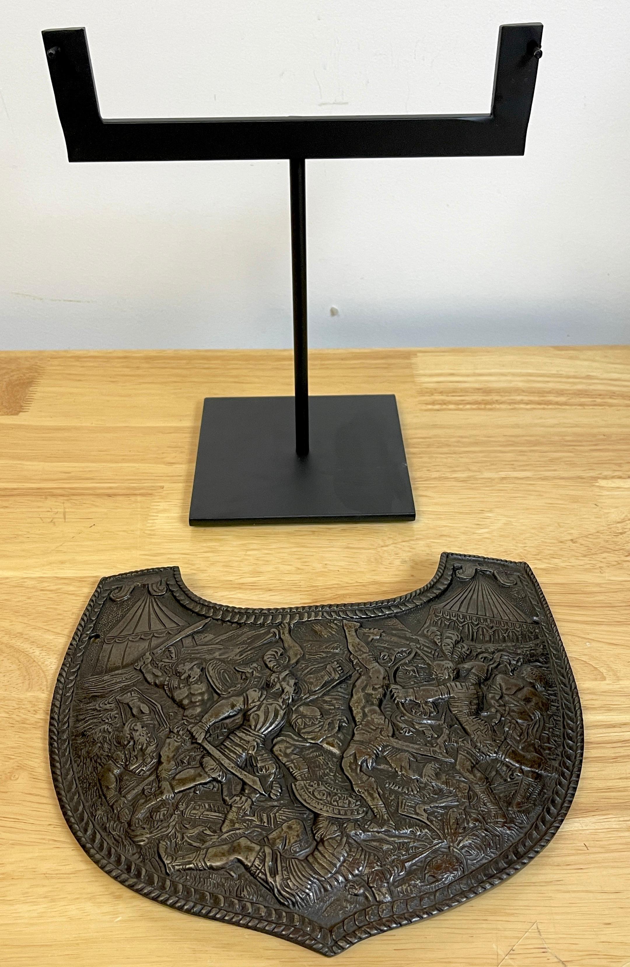 19th C Grand Tour Roman Style Iron Gorget on Stand In Good Condition For Sale In West Palm Beach, FL