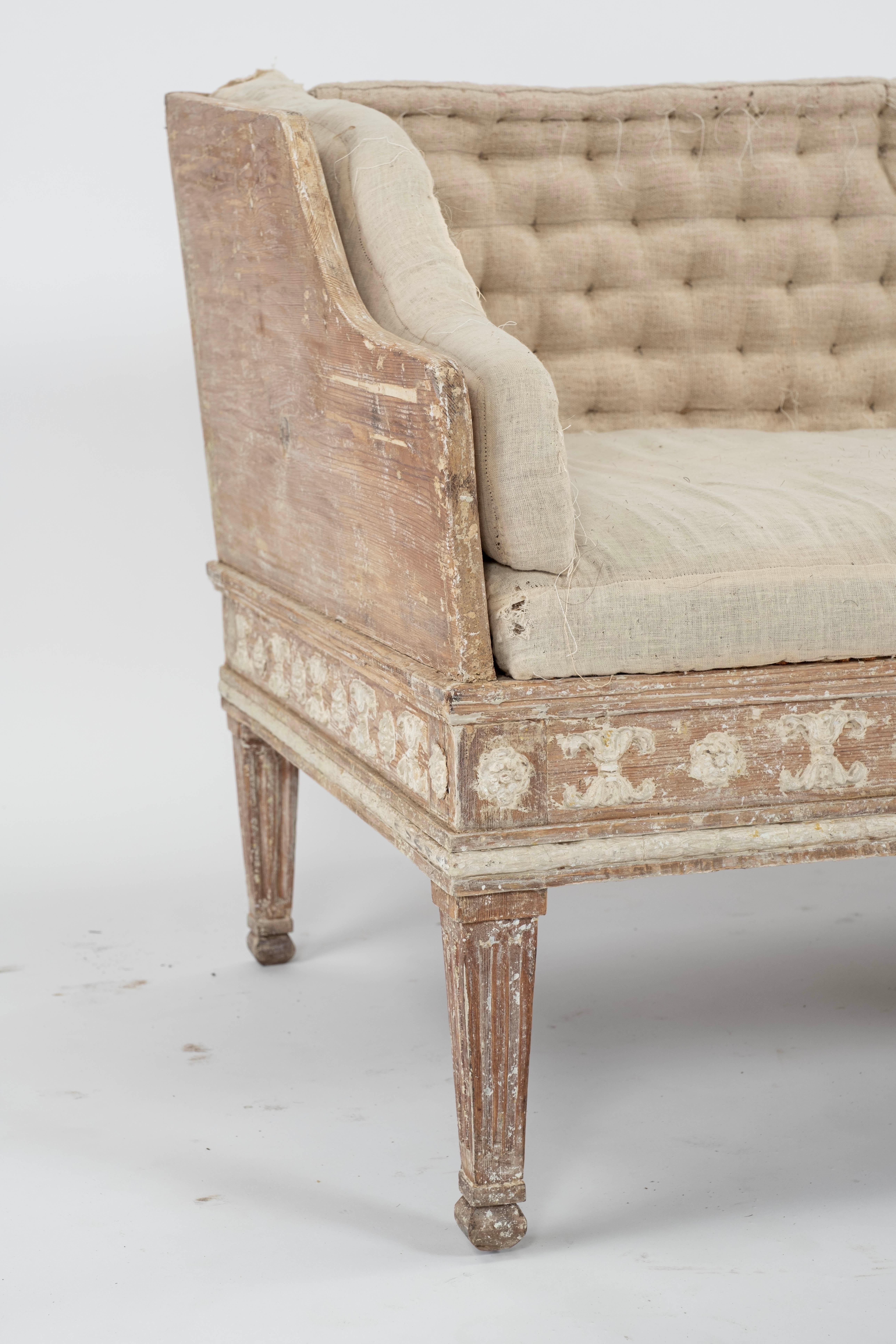 Swedish 19th C. Gustavian Bench or Sofa For Sale