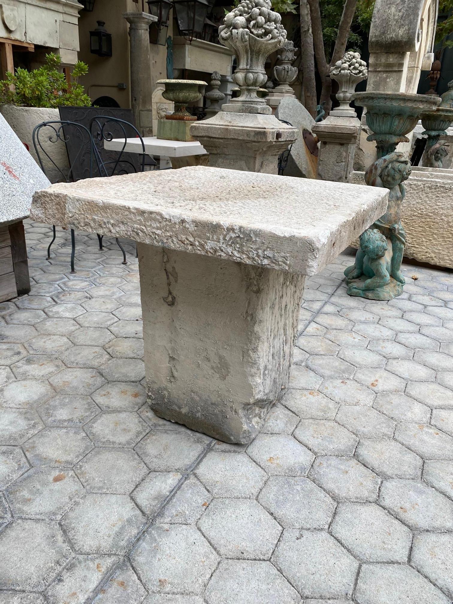 18th Century 19th Century Hand Carved Antique Stone Garden Coffee Outdoor Indoor Table Farm