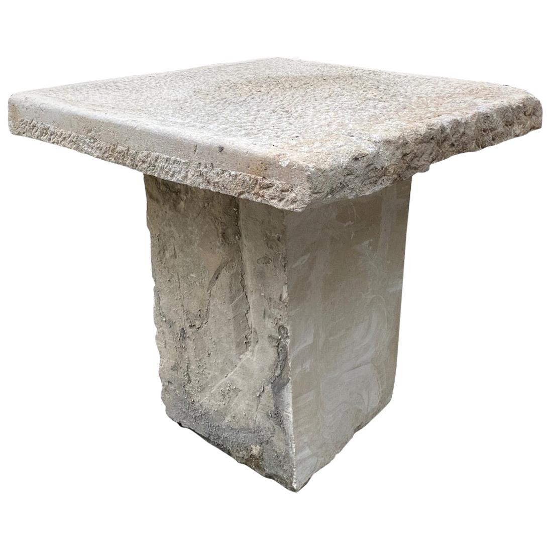 19th Century Hand Carved Antique Stone Garden Coffee Outdoor Indoor Table Farm