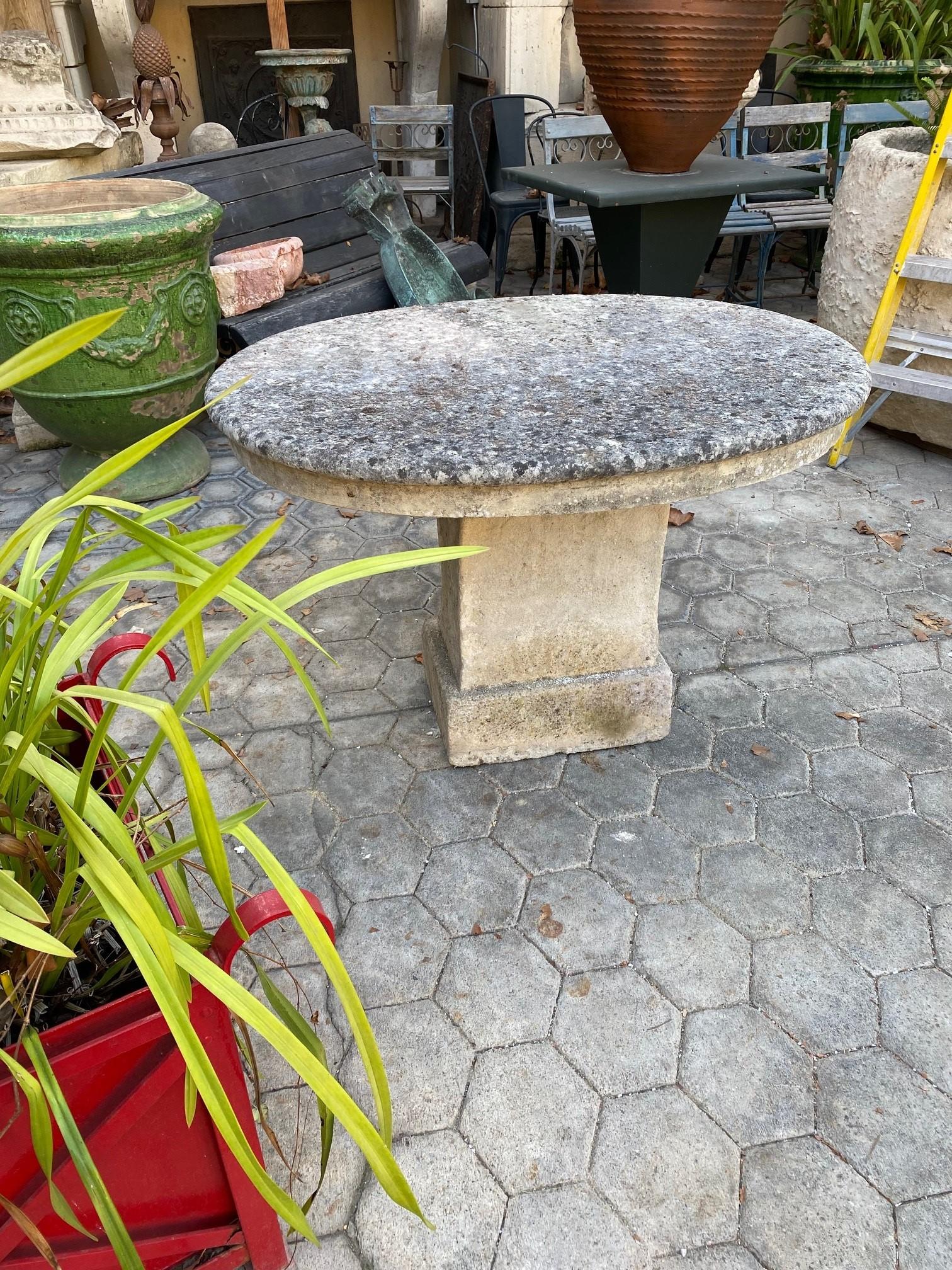 19th Century Hand carved Oval stone antique garden patio coffee outdoor indoor table for two or four people or more . It will be the perfect touch by an outdoor fireplace or on the patio next to your bedroom to have the morning coffee and welcome a