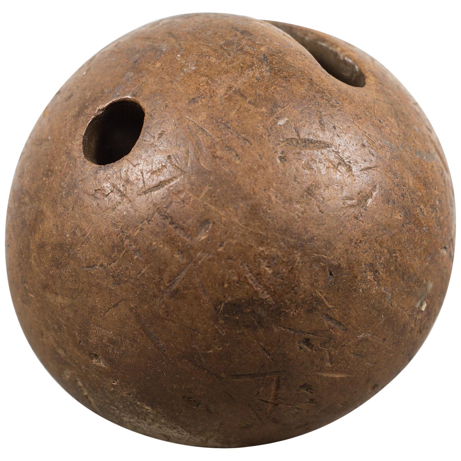 19th Century Hand Carved Lingum Vitae Bowling Ball, circa 1800s