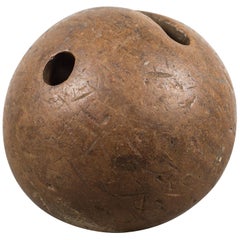 Used 19th Century Hand Carved Lingum Vitae Bowling Ball, circa 1800s